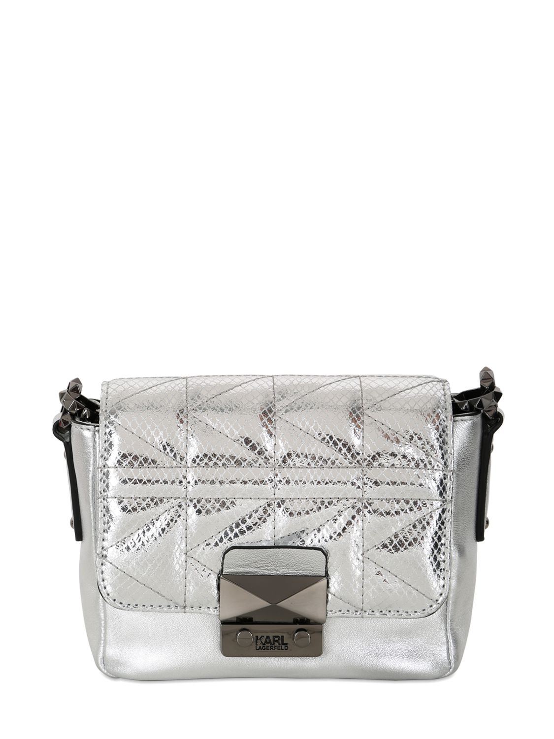 Lyst - Karl Lagerfeld Kuilted Metallic Leather Shoulder Bag in Metallic