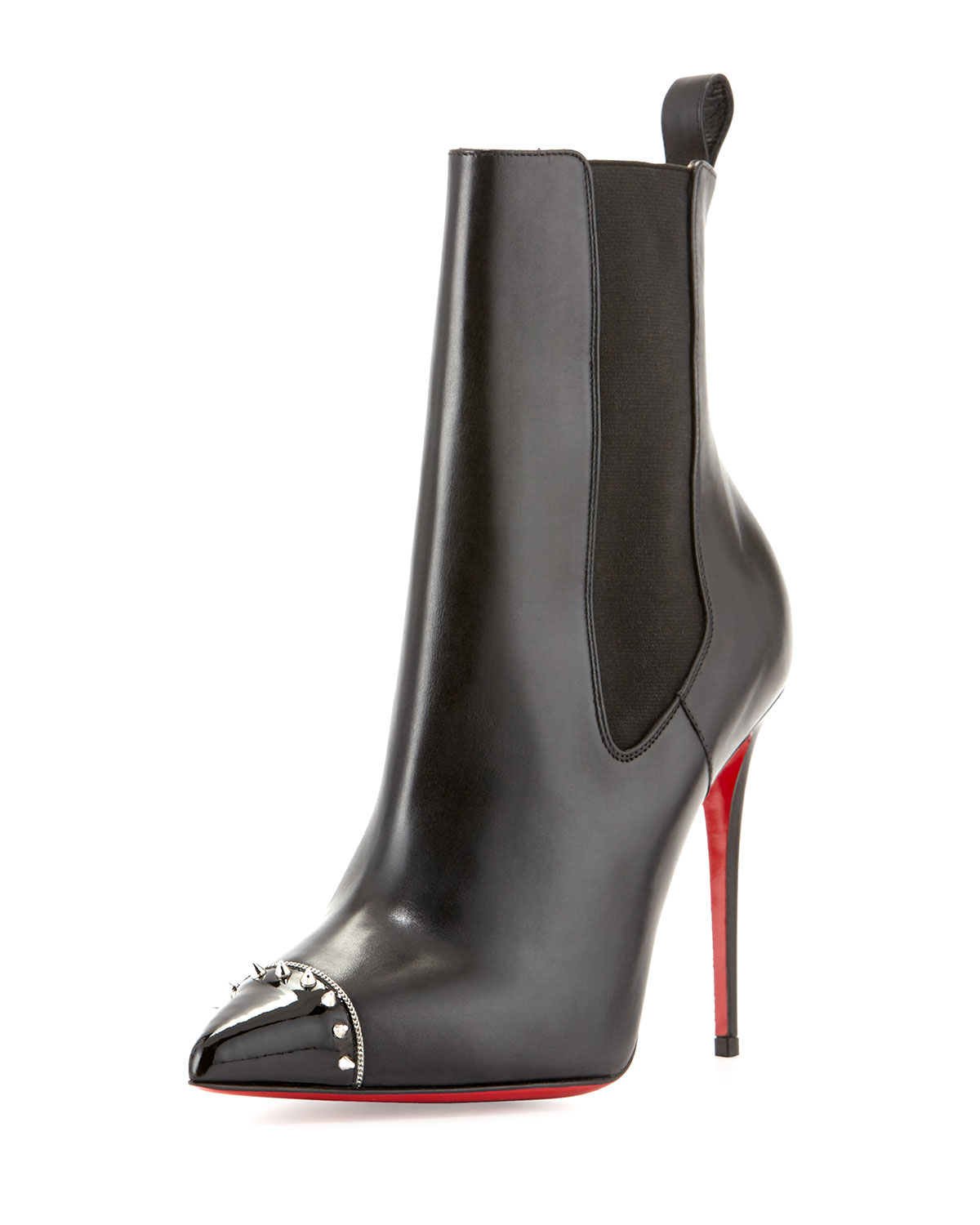 Christian louboutin Banjo Spiked Leather Boots in Black (BLACK ...