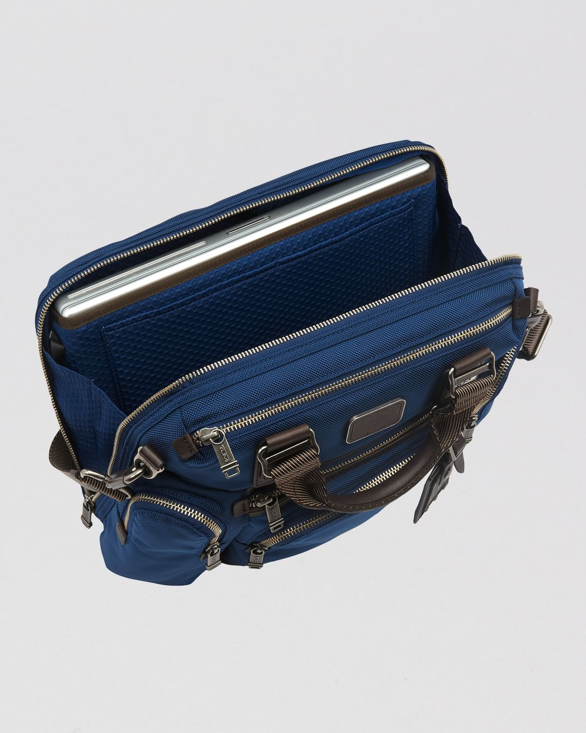 tumi blue briefcase