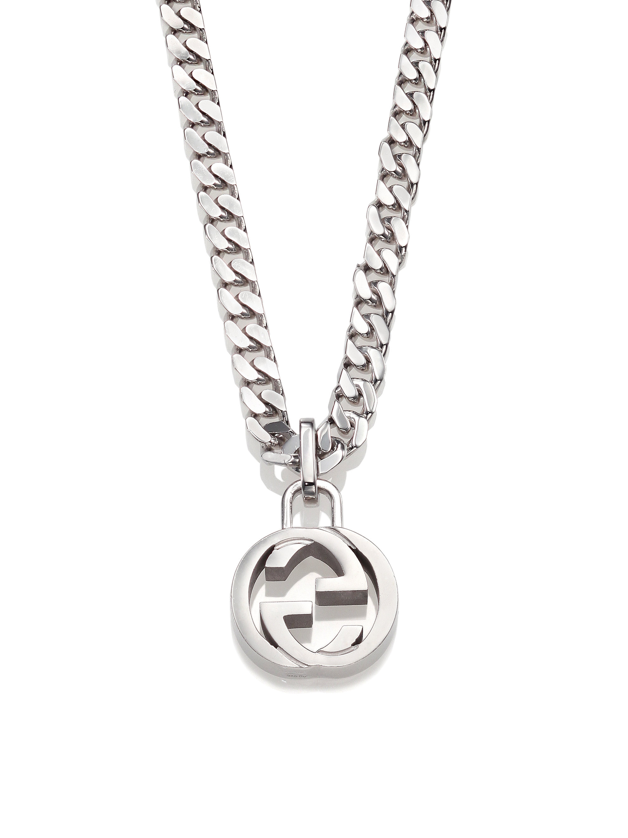 Lyst - Gucci Interlocking Silver Necklace in Metallic for Men
