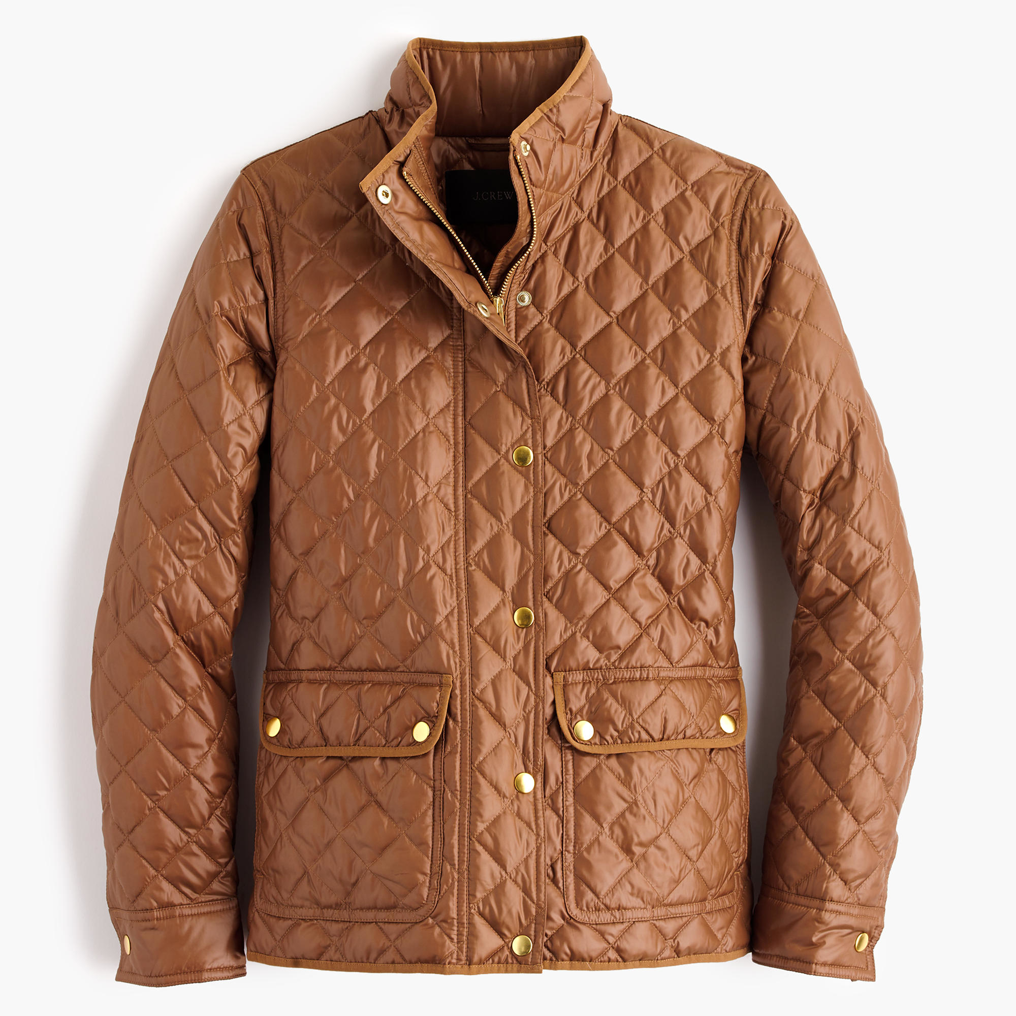 J.crew Tall Shiny Downtown Field Puffer Jacket in Brown (spiced nutmeg ...