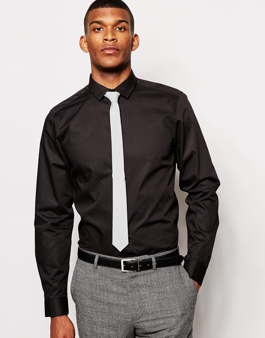 Lyst - Asos Smart Shirt And Tie Set Save 20% in Black for Men