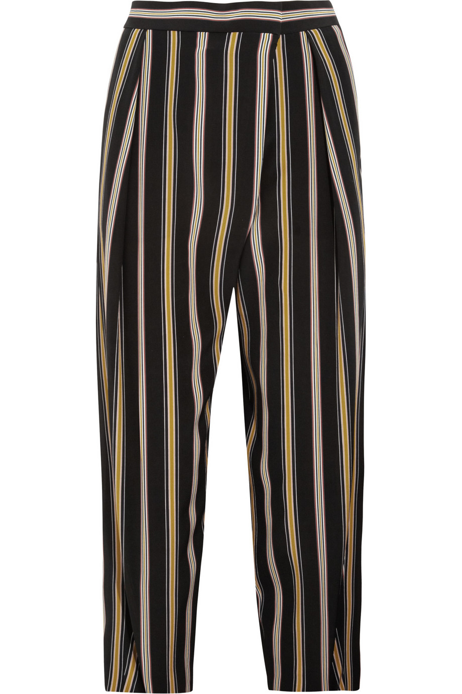 Lyst - Chloé Striped Cropped Silk Pants in Blue