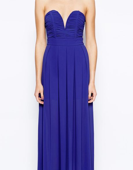 Tfnc Maxi Dress With Plunge Bustier in Blue (Cobaltblue) | Lyst