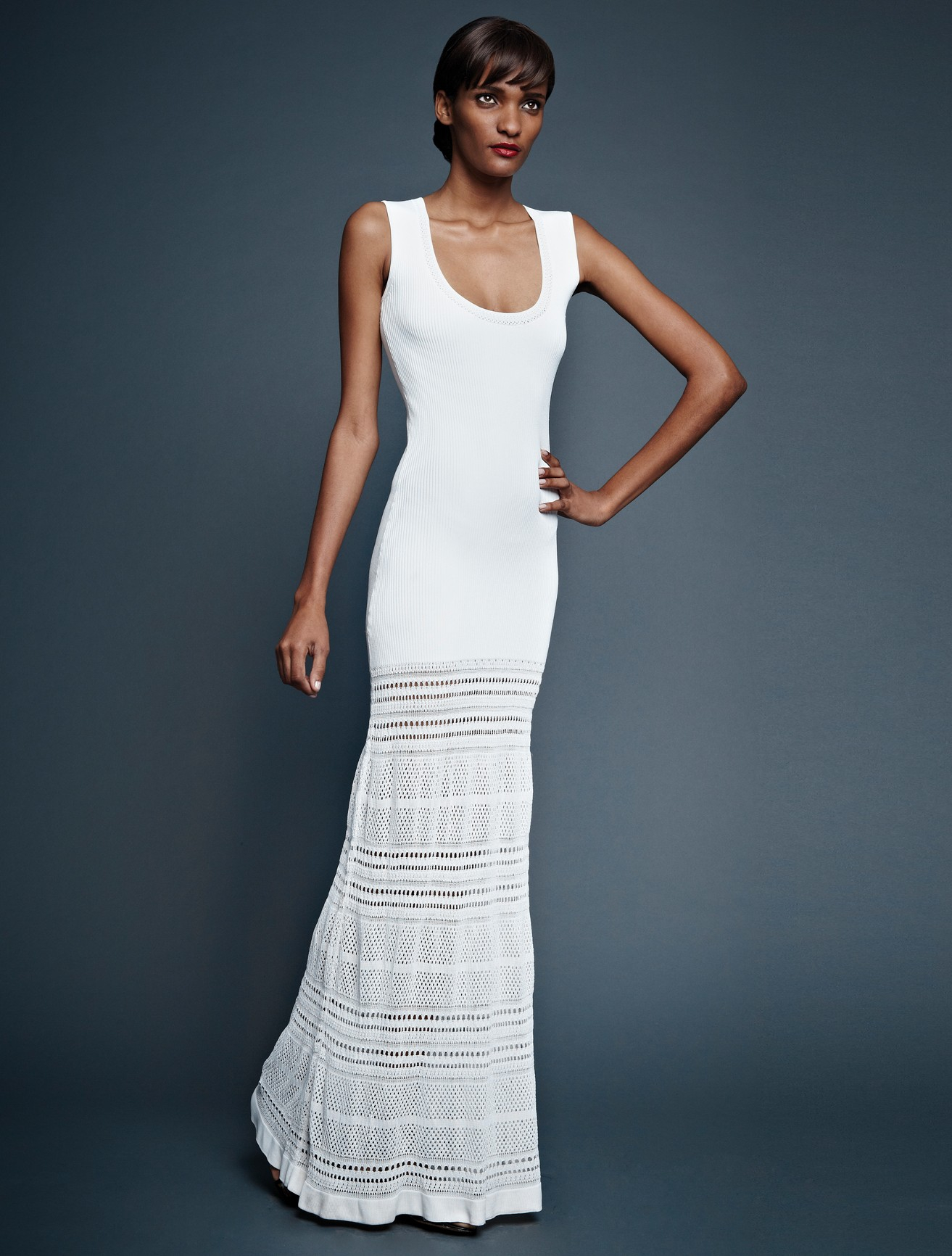 Zac Posen White Exclusive Sleeveless Knit Pointelle Maxi Dress Lyst