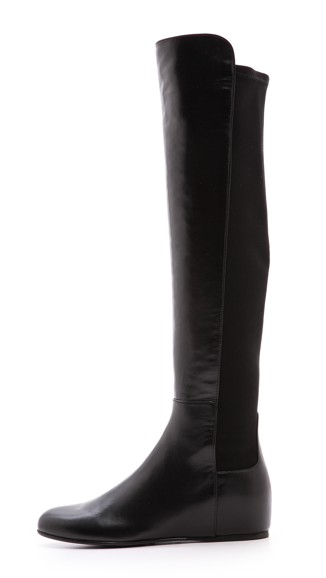 Lyst - Stuart Weitzman Mainline Hidden Wedge Boots - Black in Black