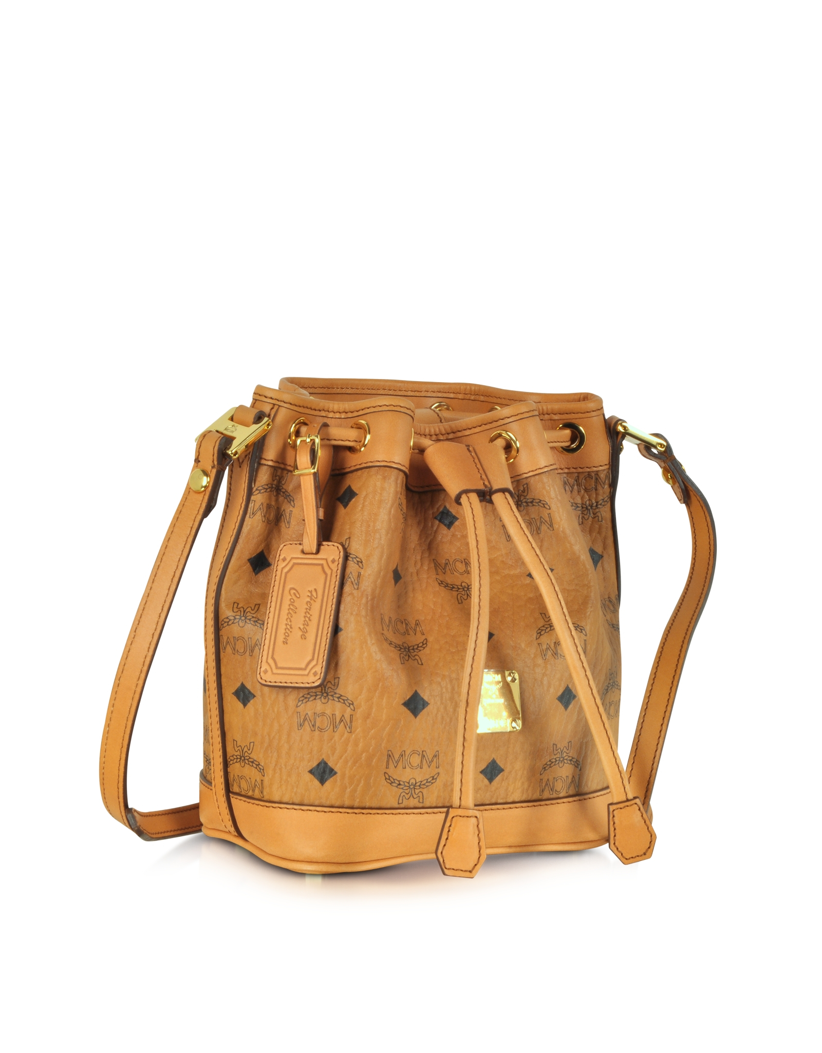 Mcm Heritage Line Cognac Drawstring Mini Shoulder Bag in Brown (cognac) | Lyst