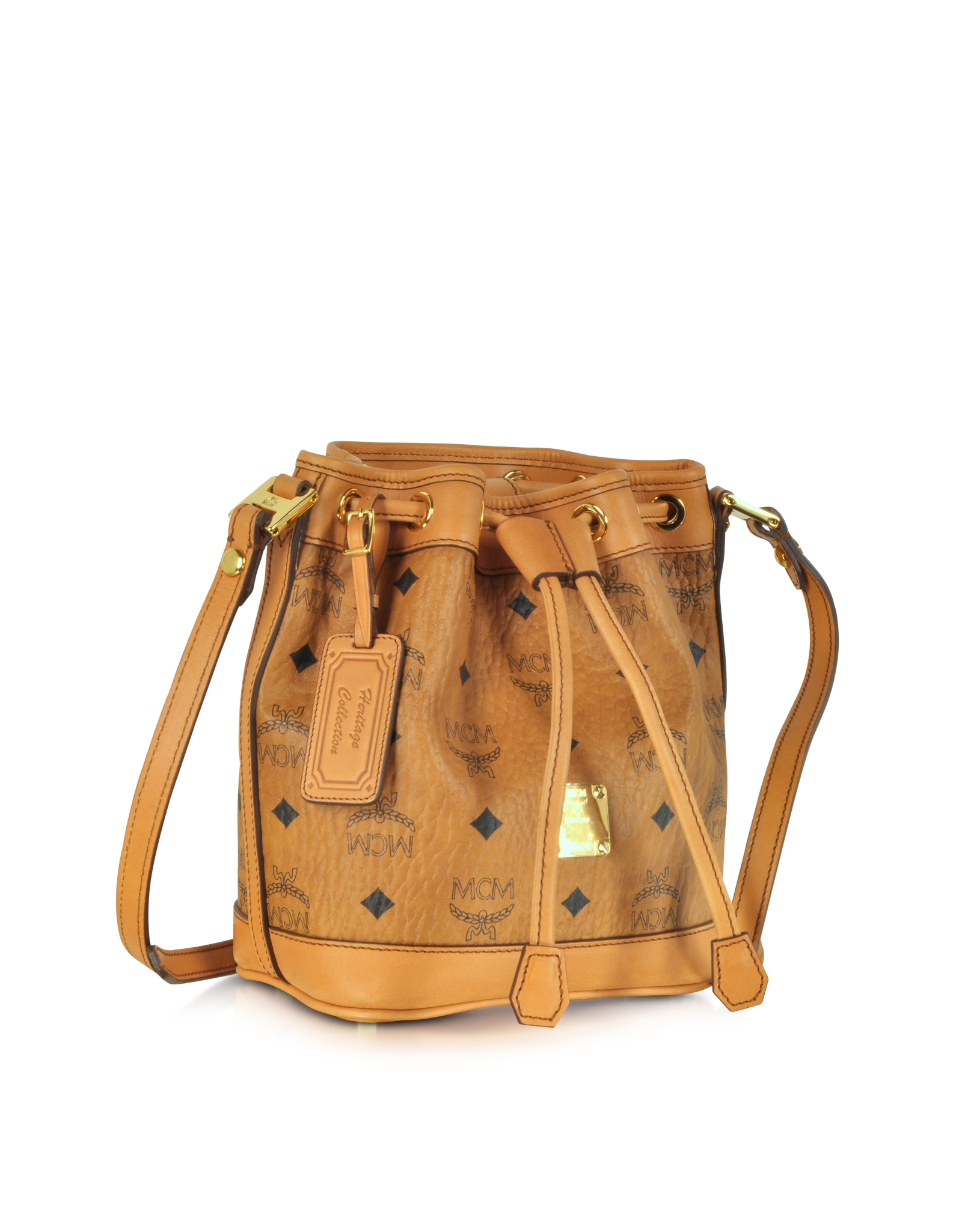 Mcm Heritage Line Cognac Drawstring Mini Shoulder Bag in Brown (cognac ...