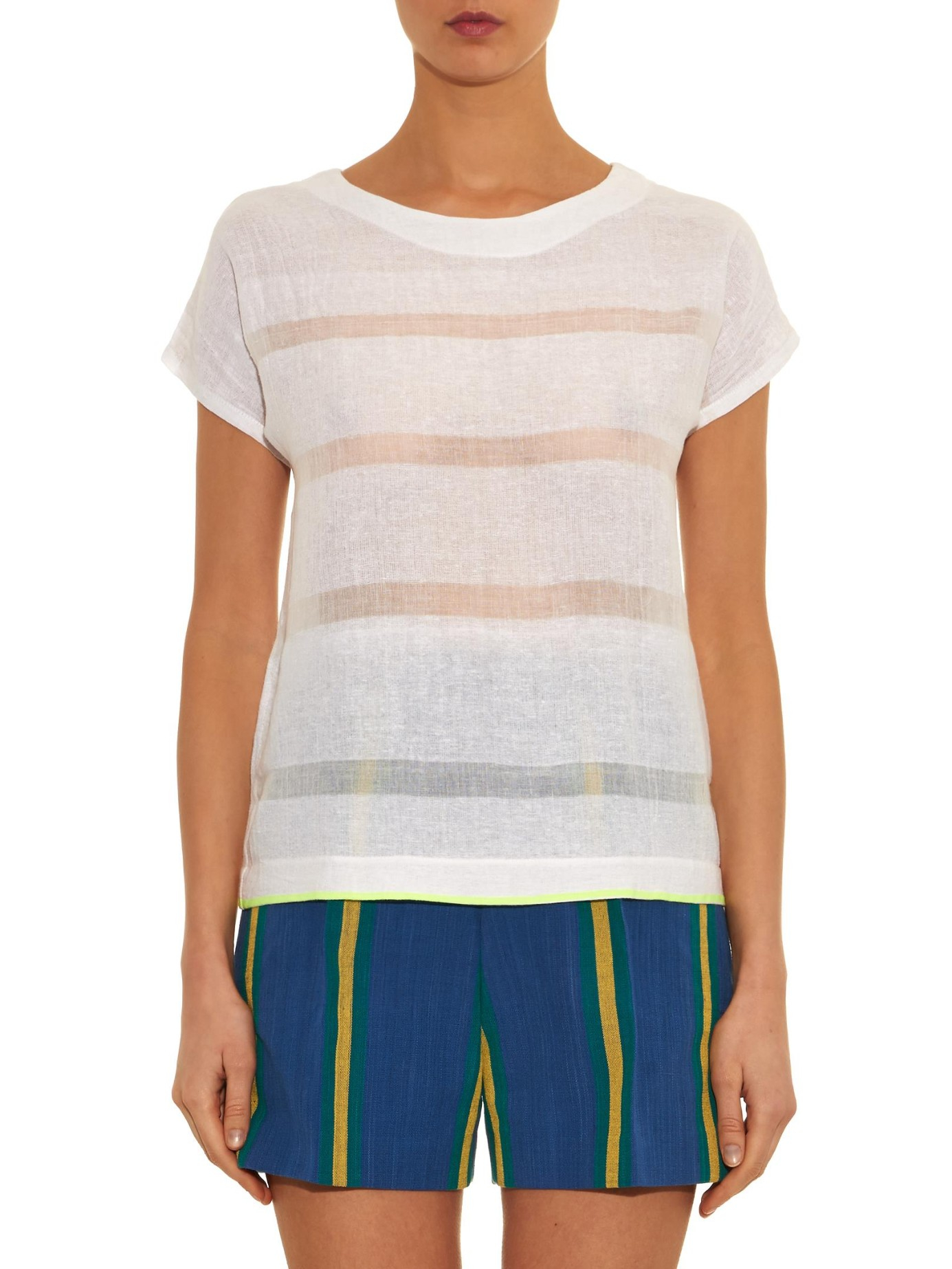 lemlem shora sheer stripe cover up in white lyst lemlem shora sheer stripe cover up in white lyst