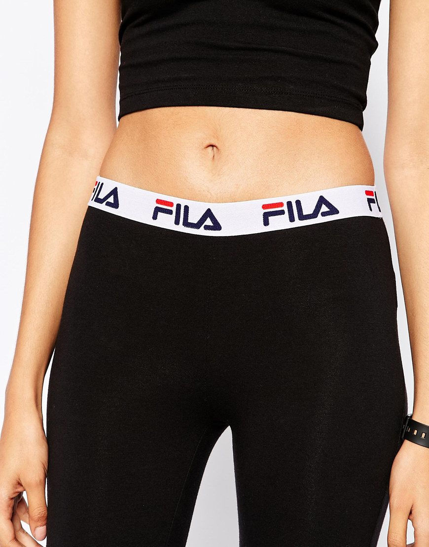  Fila  Leggings With Tape Detail Logo in Black Lyst