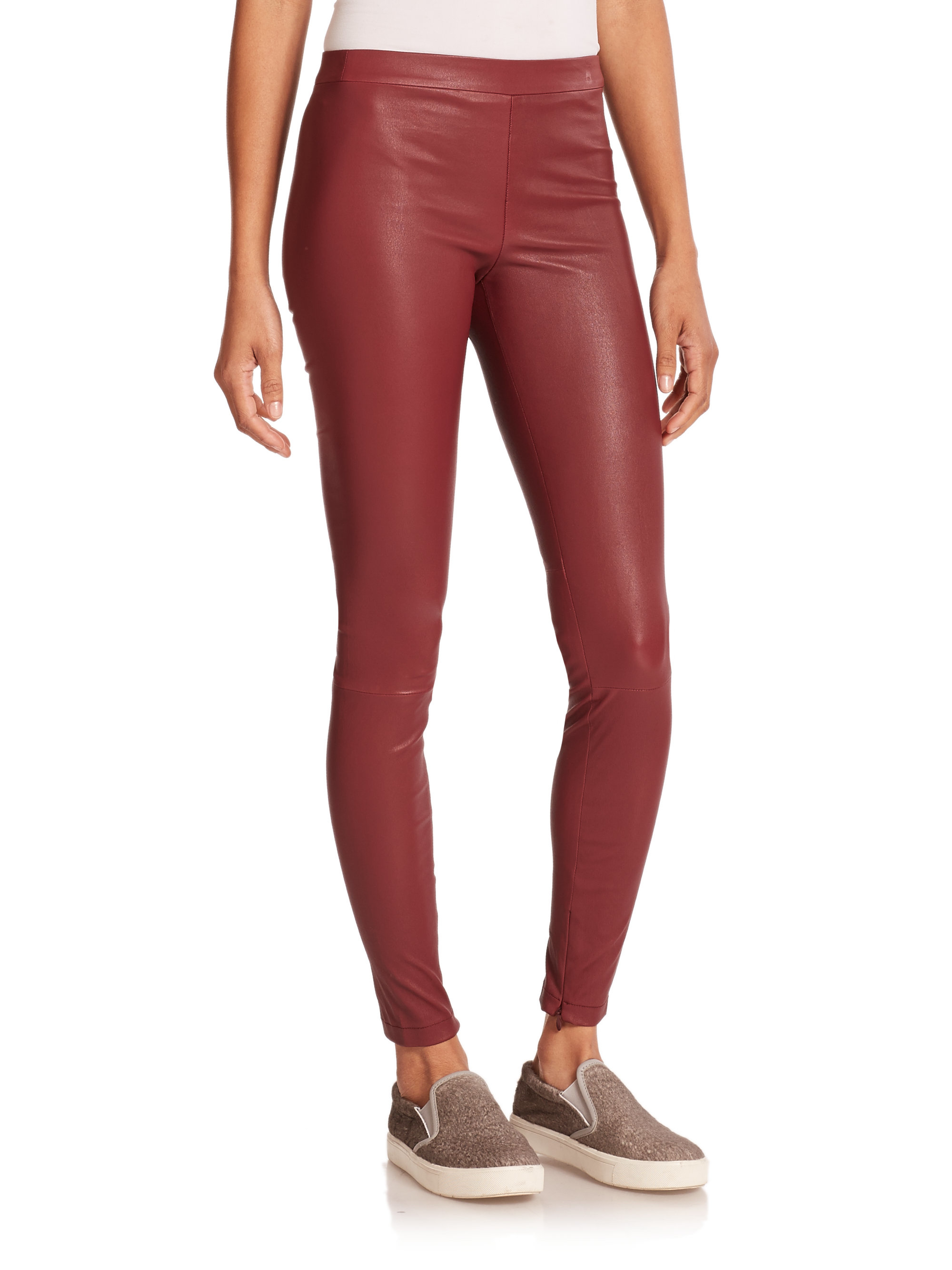 Leather Leggings With Ankle Zipper