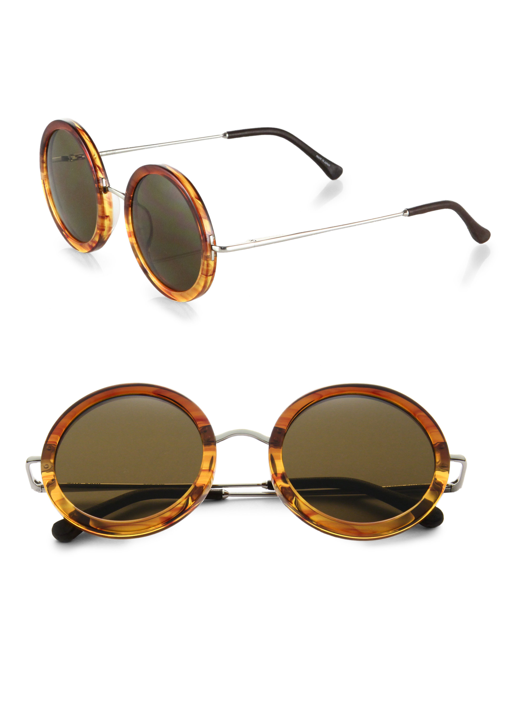 The Row Round Plastic And Metal Sunglasses In Brown Lyst 