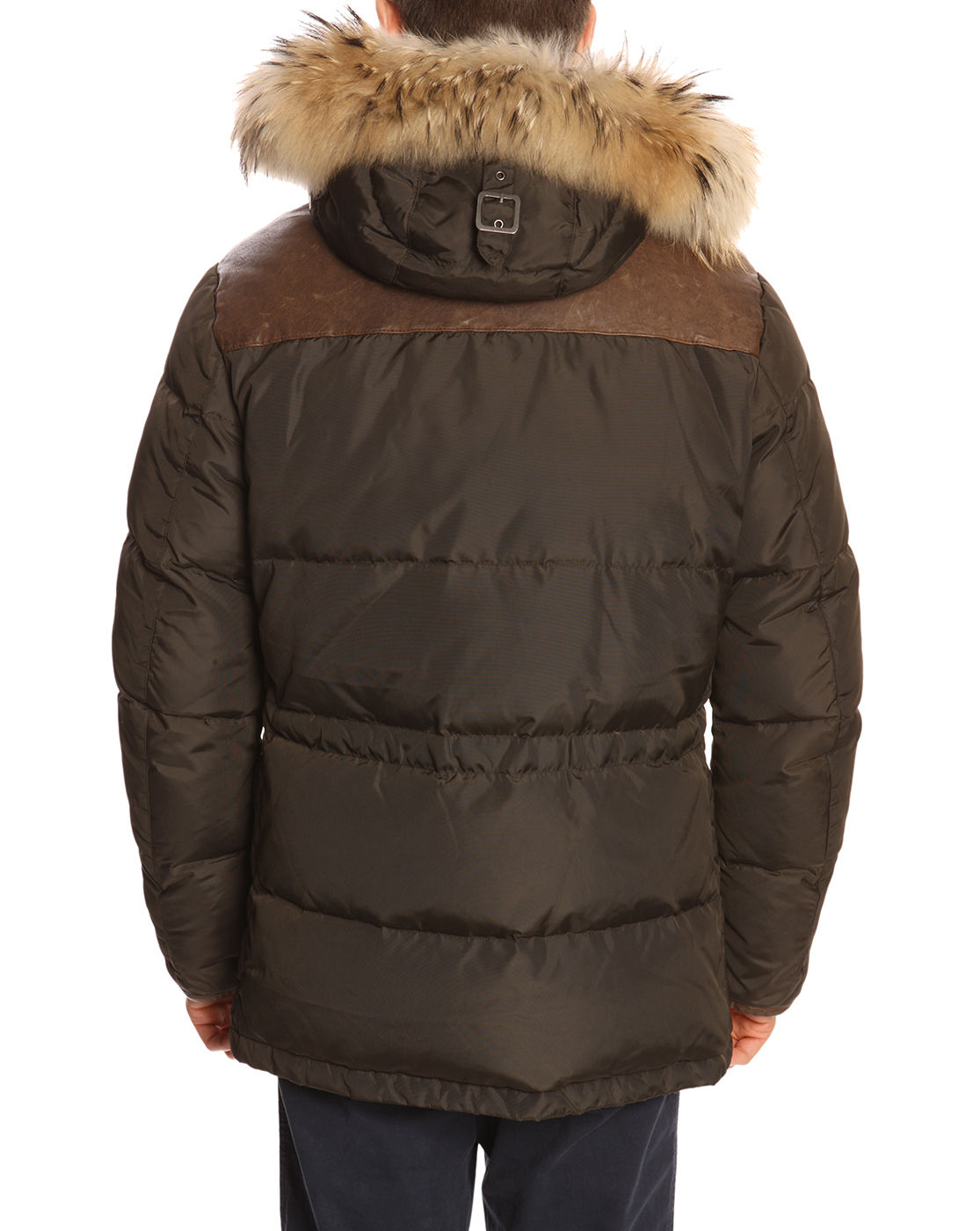 Hackett Fireman Clip Khaki Quilted Hooded Jacket With Leather Elbow ...