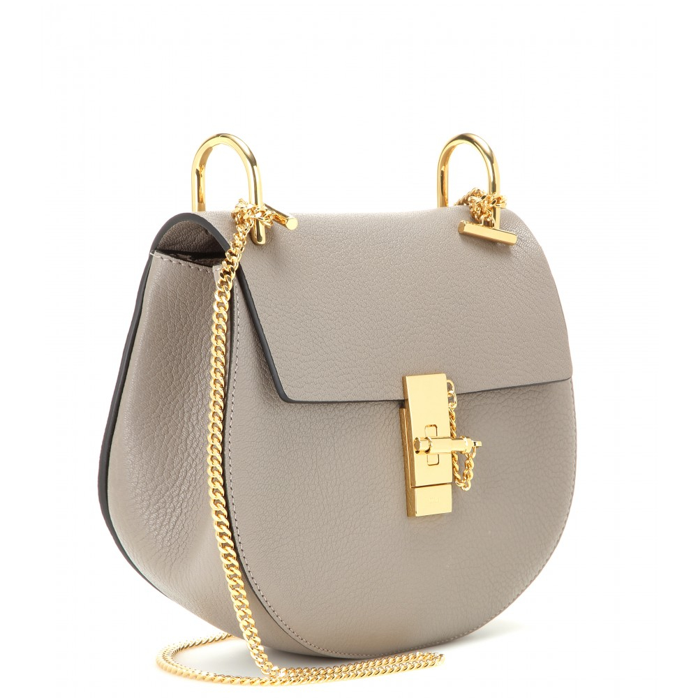 Chlo Drew Leather Shoulder Bag in Gray | Lyst