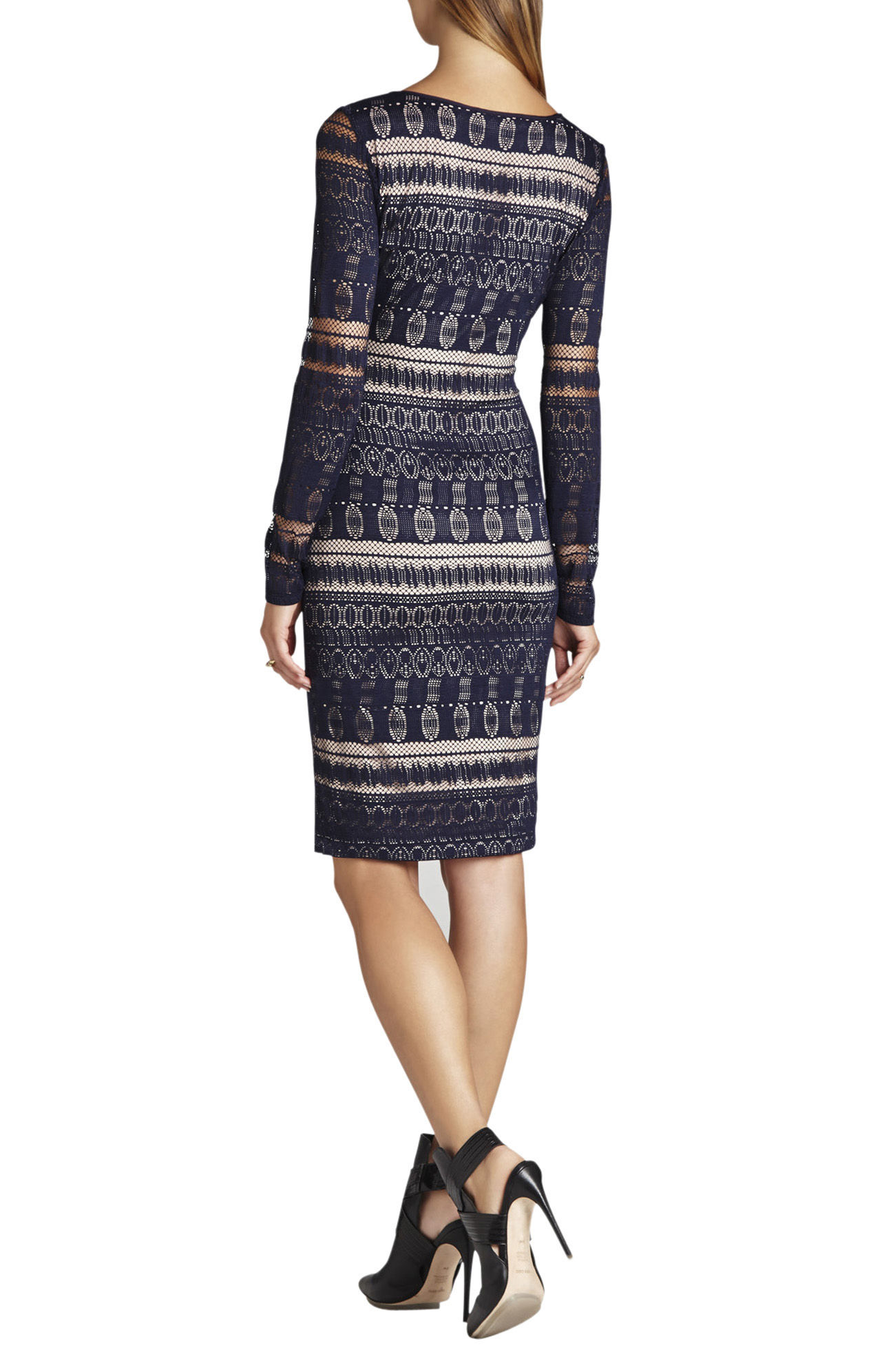 Lyst Bcbgmaxazria Tanya Long Sleeve Lace Dress In Blue Gallery