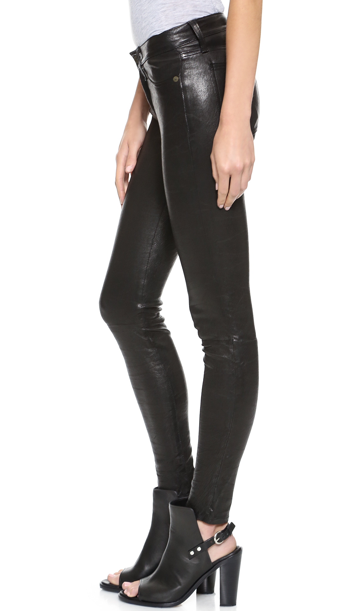 black leather skinny trousers