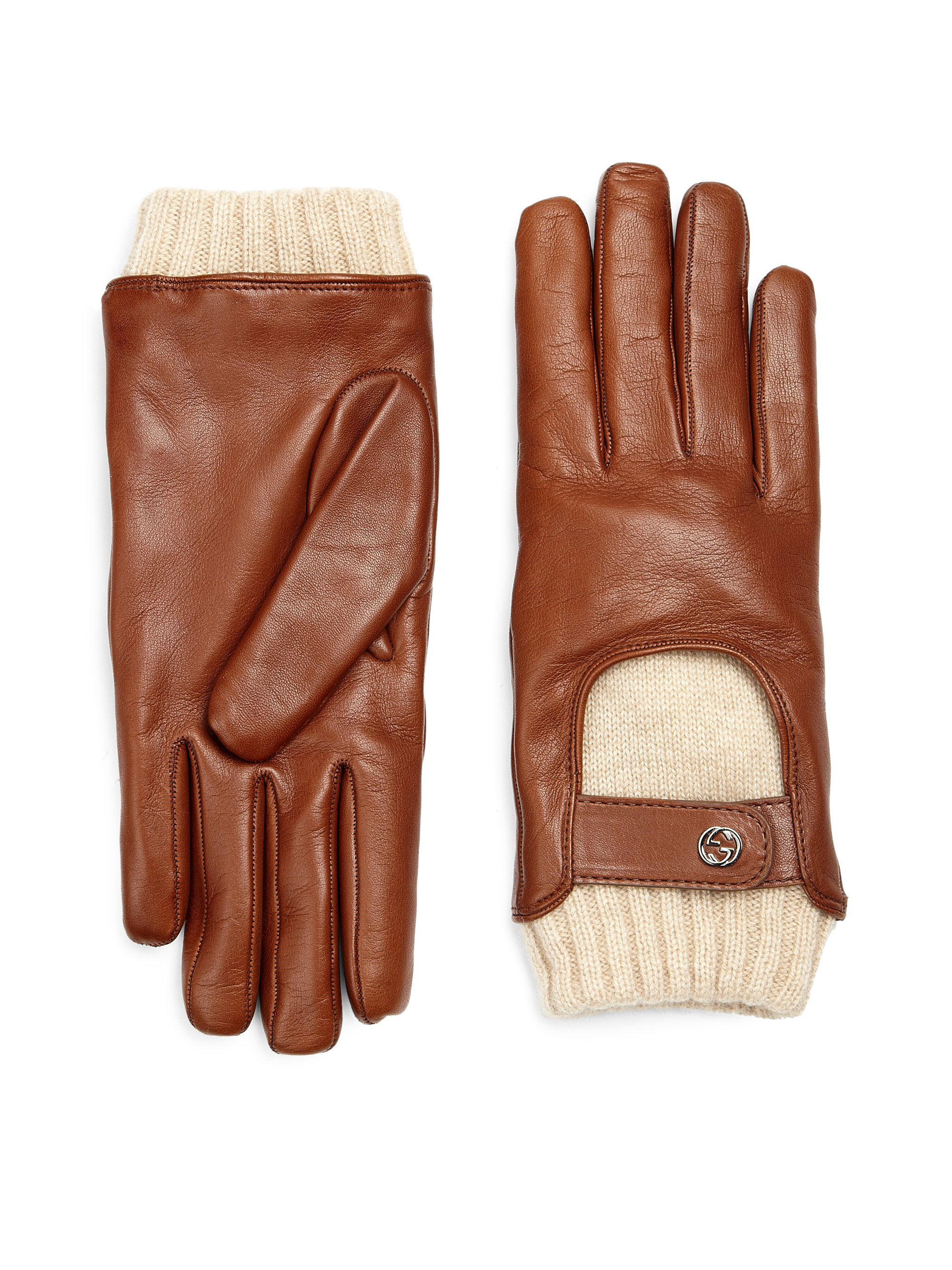 Lyst Gucci Leather and Cashmere Driving Gloves in Brown for Men