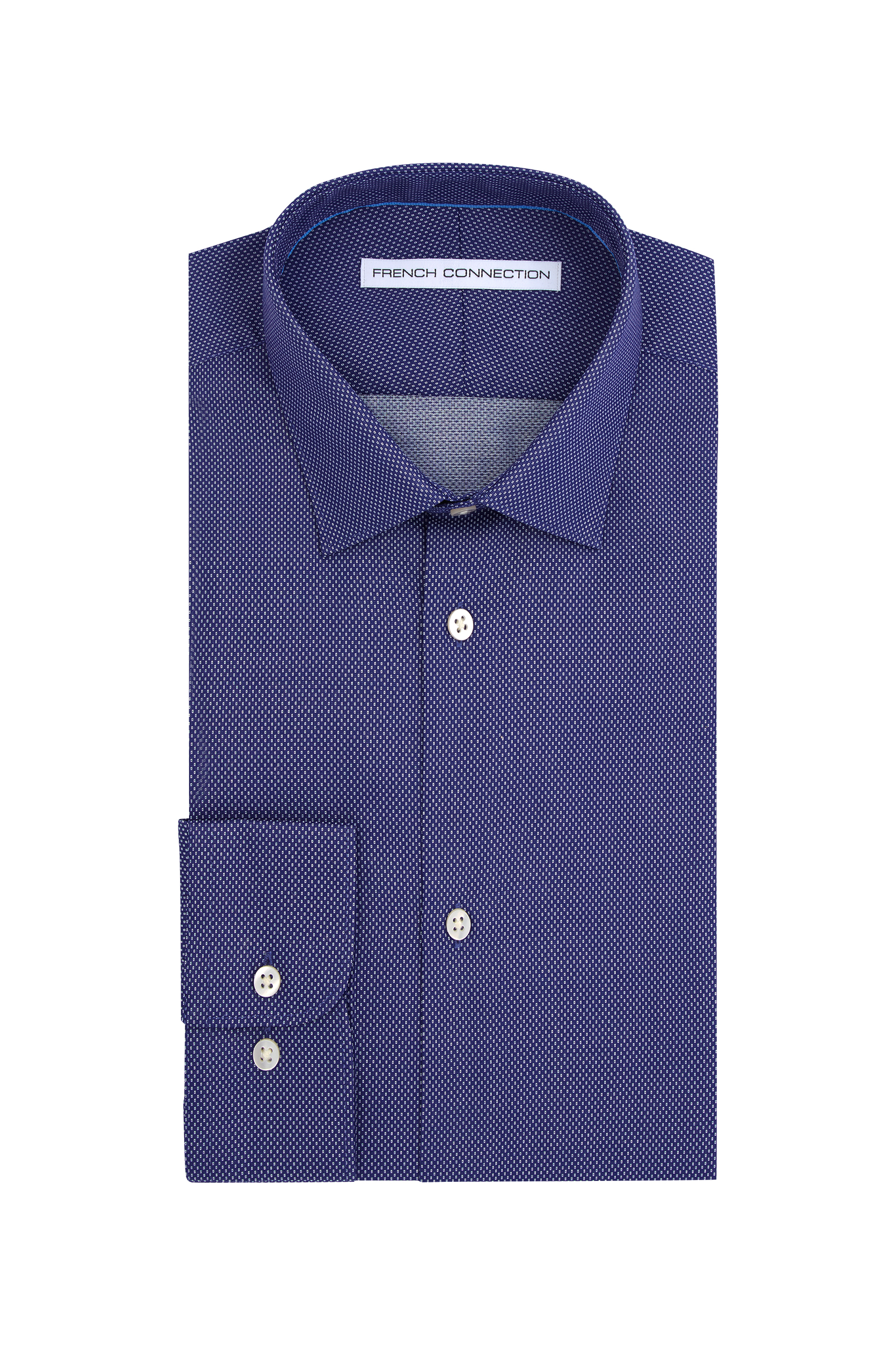 connection slim fit navy single cuff square texture connection slim fit navy single cuff square texture