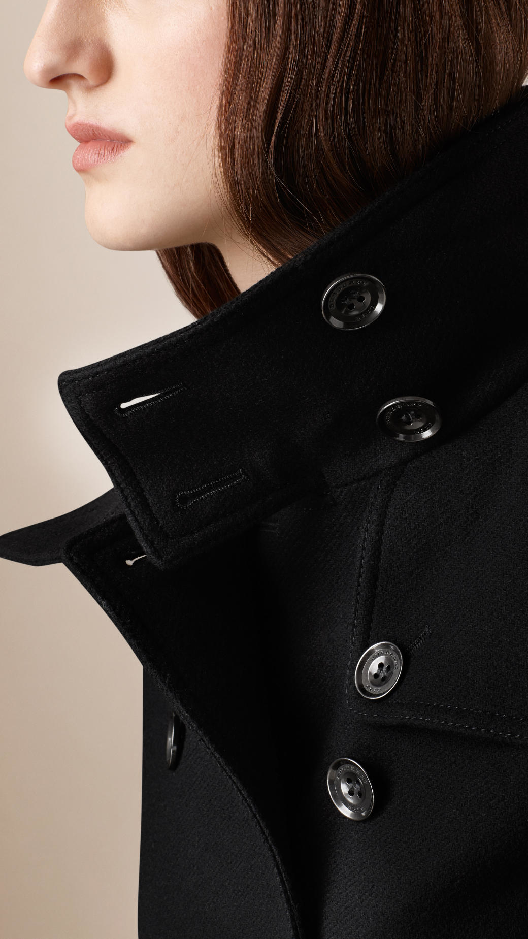 Burberry Short Double Wool Twill Trench Coat In Black Lyst Gallery Women S Burberry Brit Trench Blue Coats