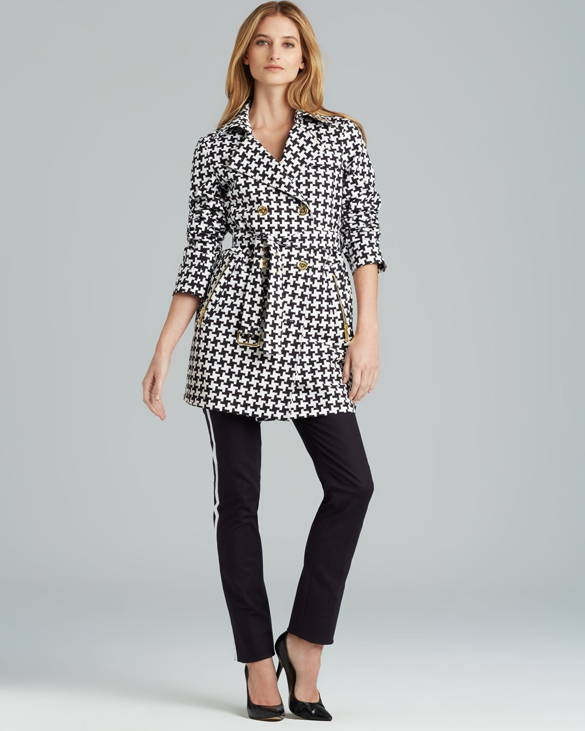 Houndstooth Trench Coat Outerwear Man Zara United States Michael Kors Michl Houndstooth Trench Coat