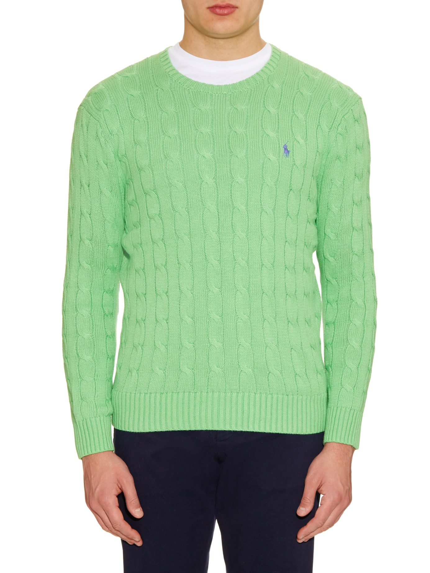 Lyst - Polo ralph lauren Cable-knit Cotton Sweater in Green for Men