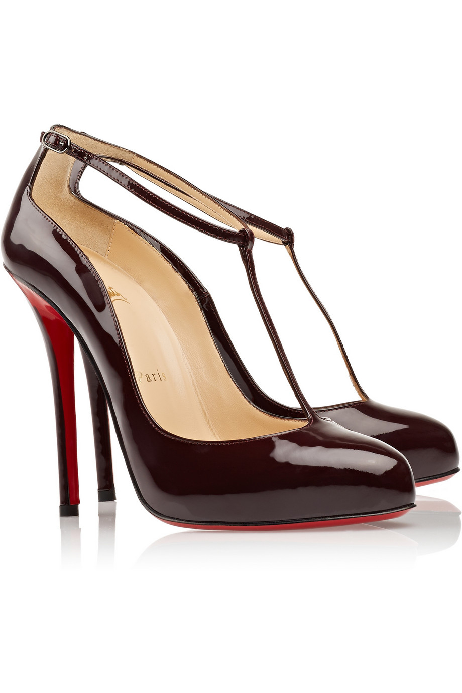 Lyst - Christian Louboutin Ditassima 120 Patent-Leather T-Bar Pumps in Red
