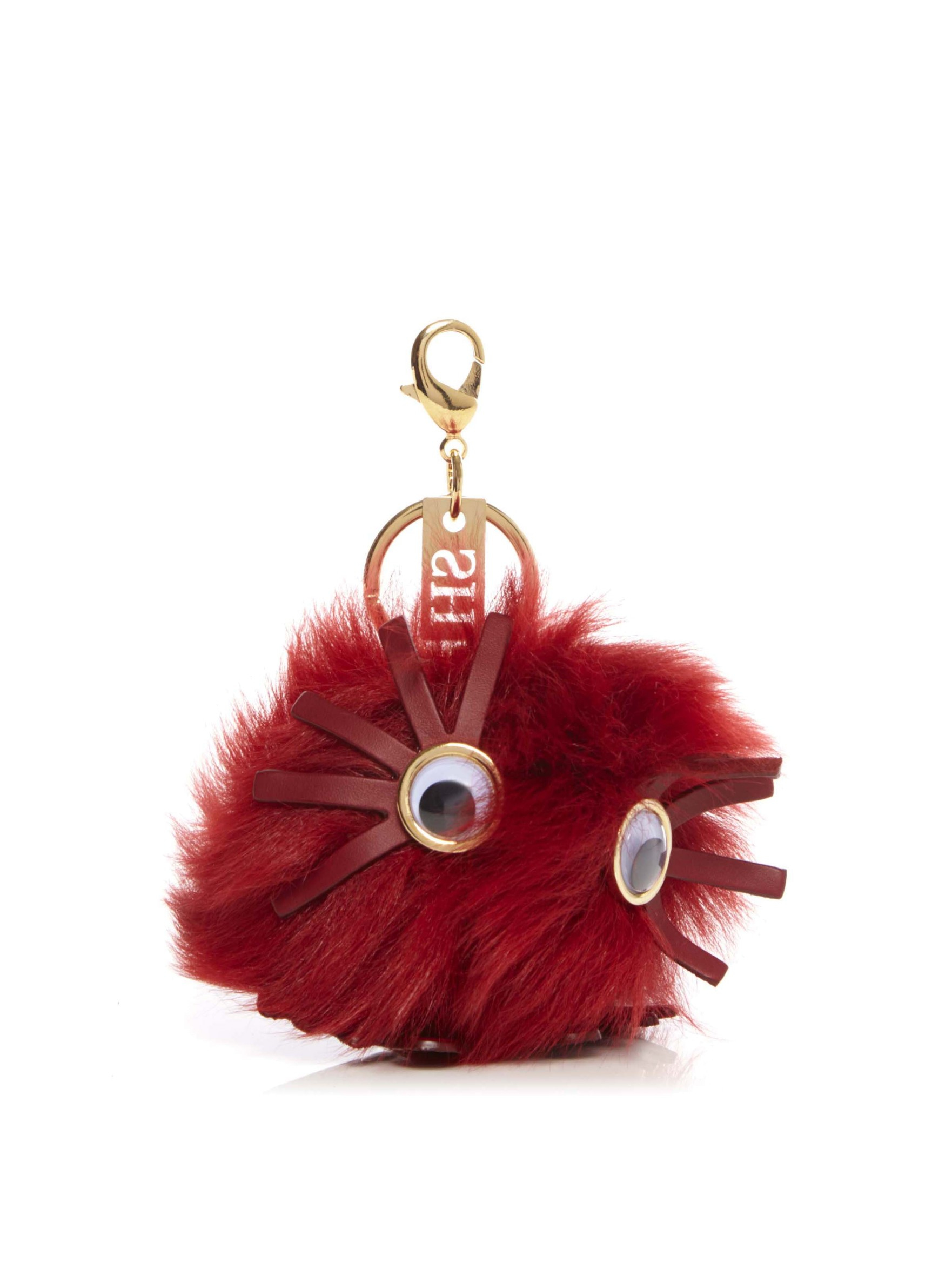 glasses pom keychain with pom in Red Large (Cherry Pompom Keychain hulme Red Sophie Sheepskin