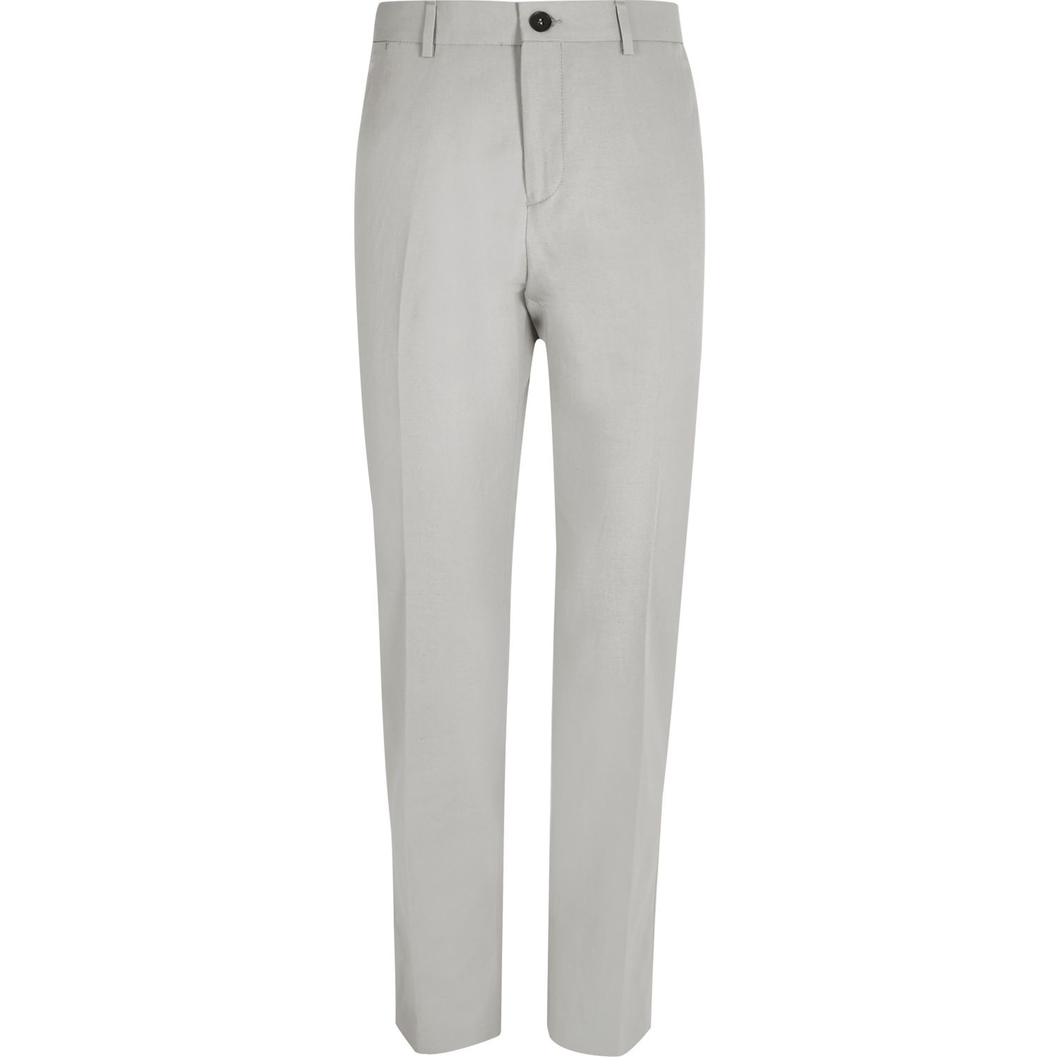River island Grey Smart Slim Elastic Waist Trousers in Gray for Men | Lyst