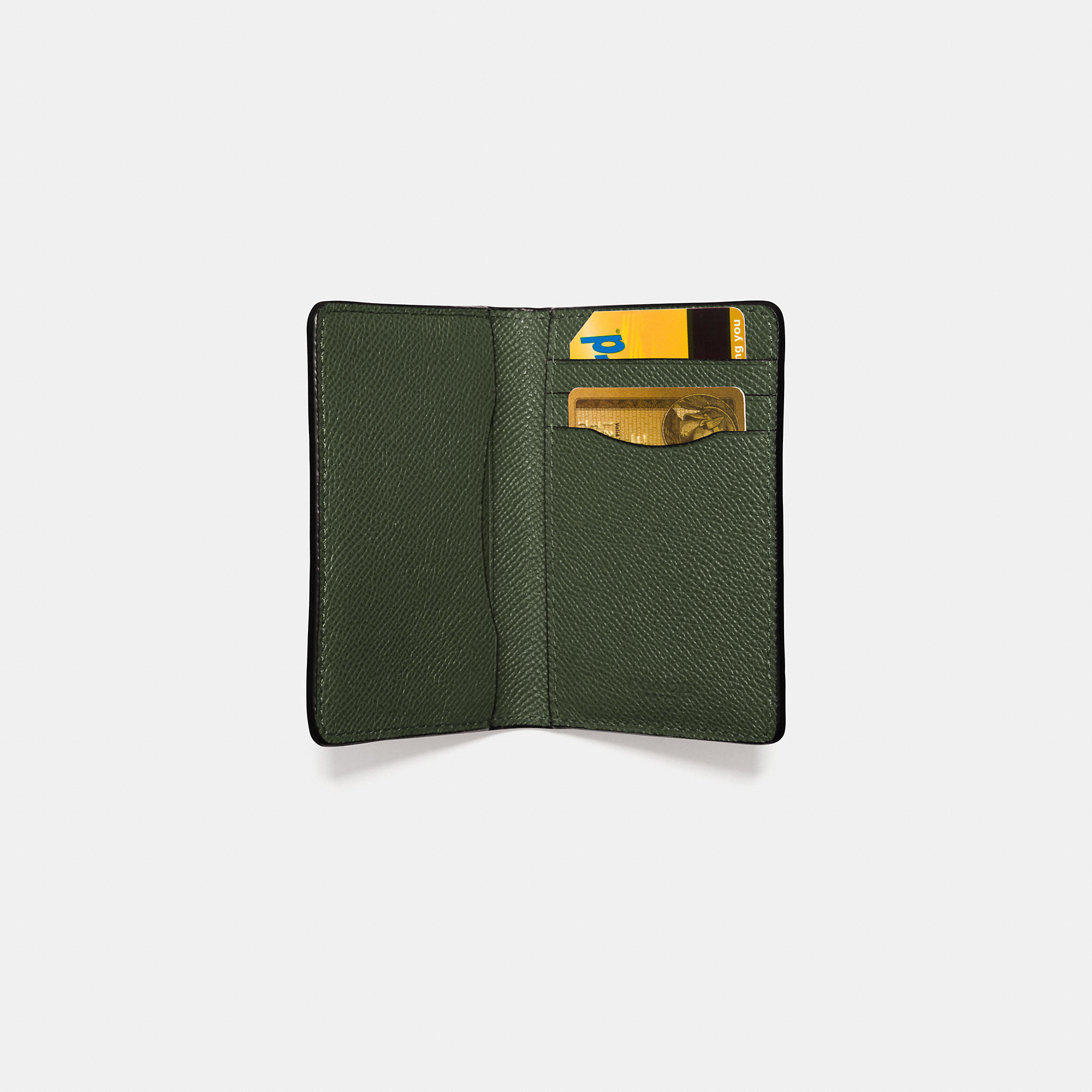 Lyst - COACH Card Wallet In Crossgrain Leather in Green for Men