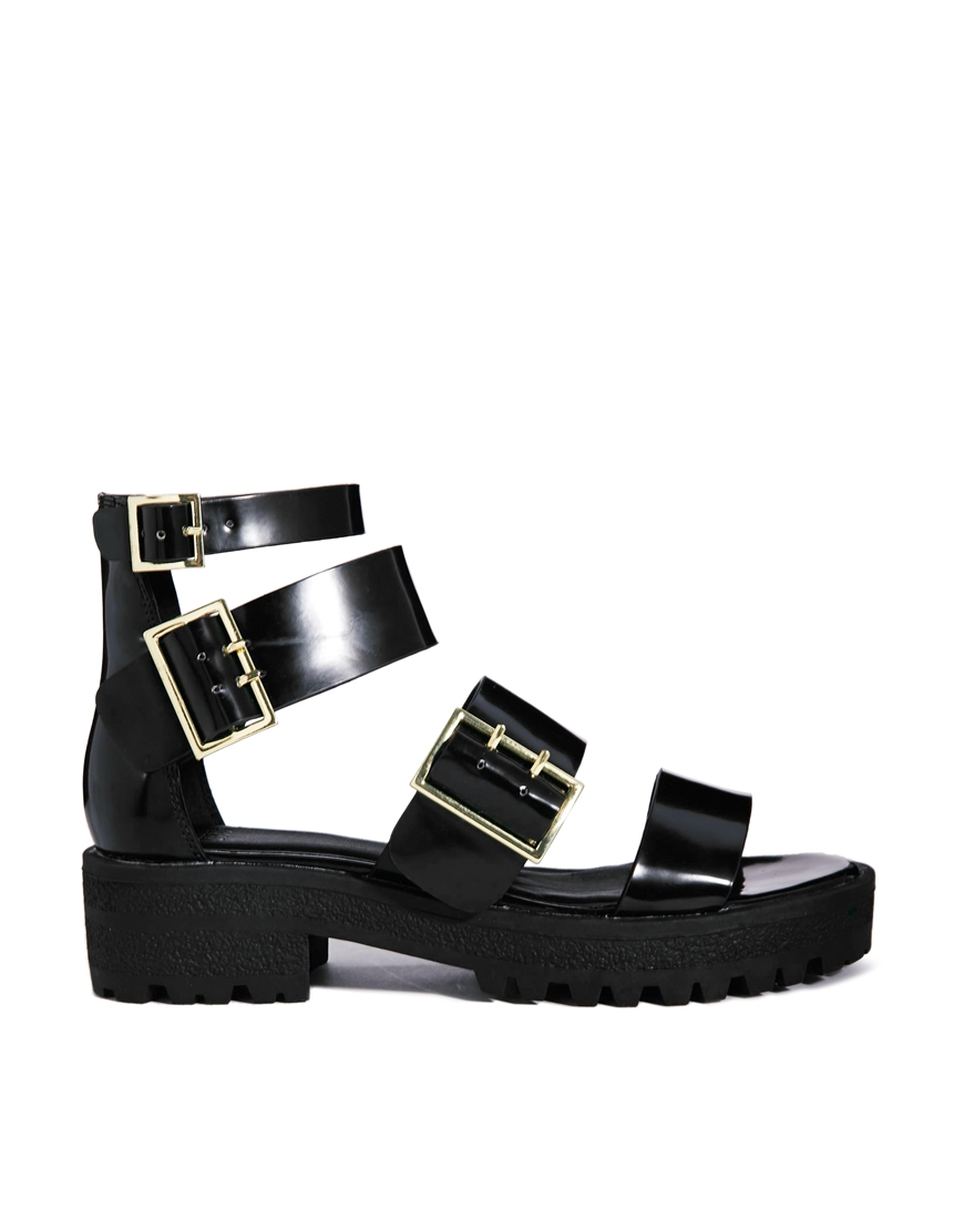Lyst - Asos Freetown Chunky Flat Sandals in Black