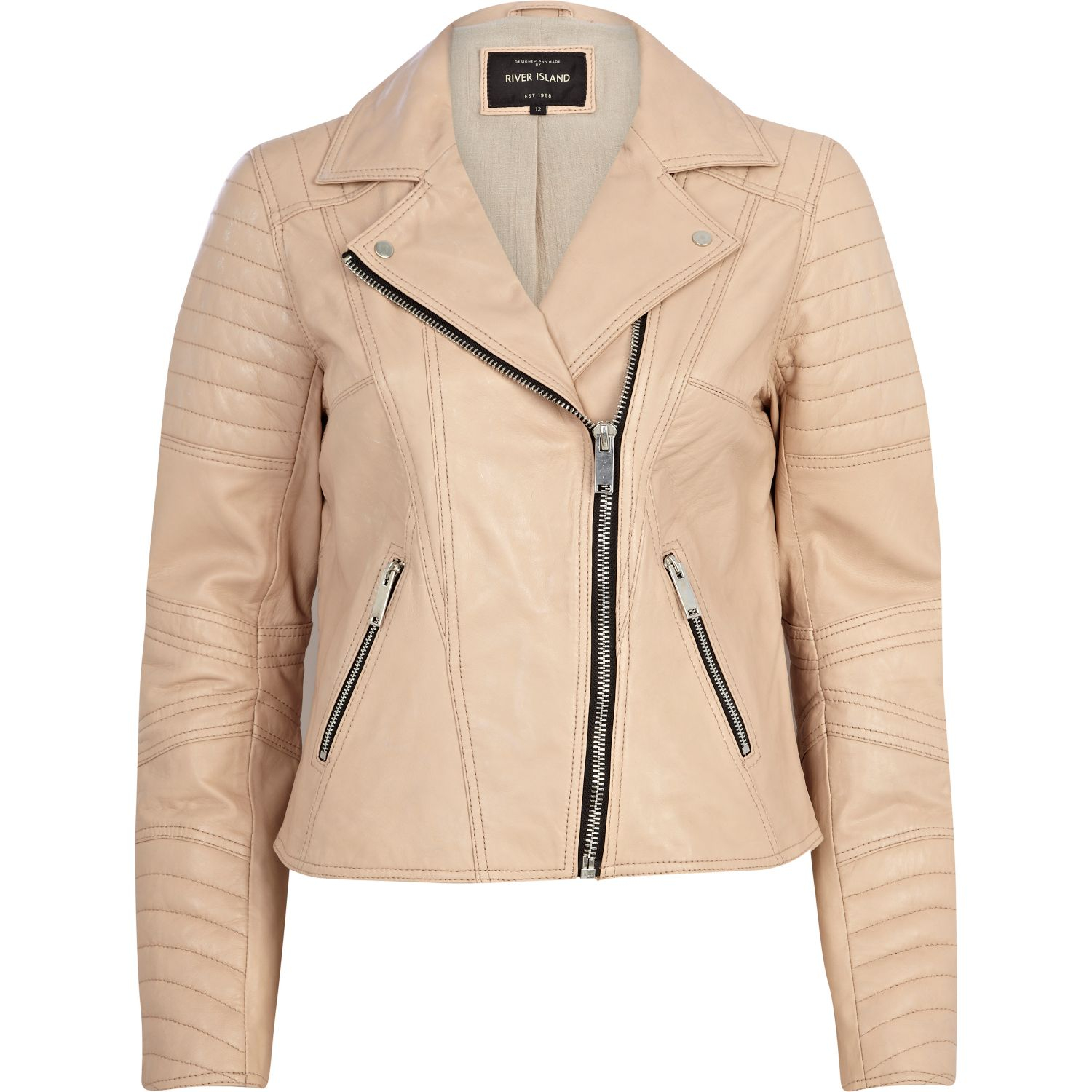 River Island Light Pink Leather Biker Jacket In Lyst Gallery