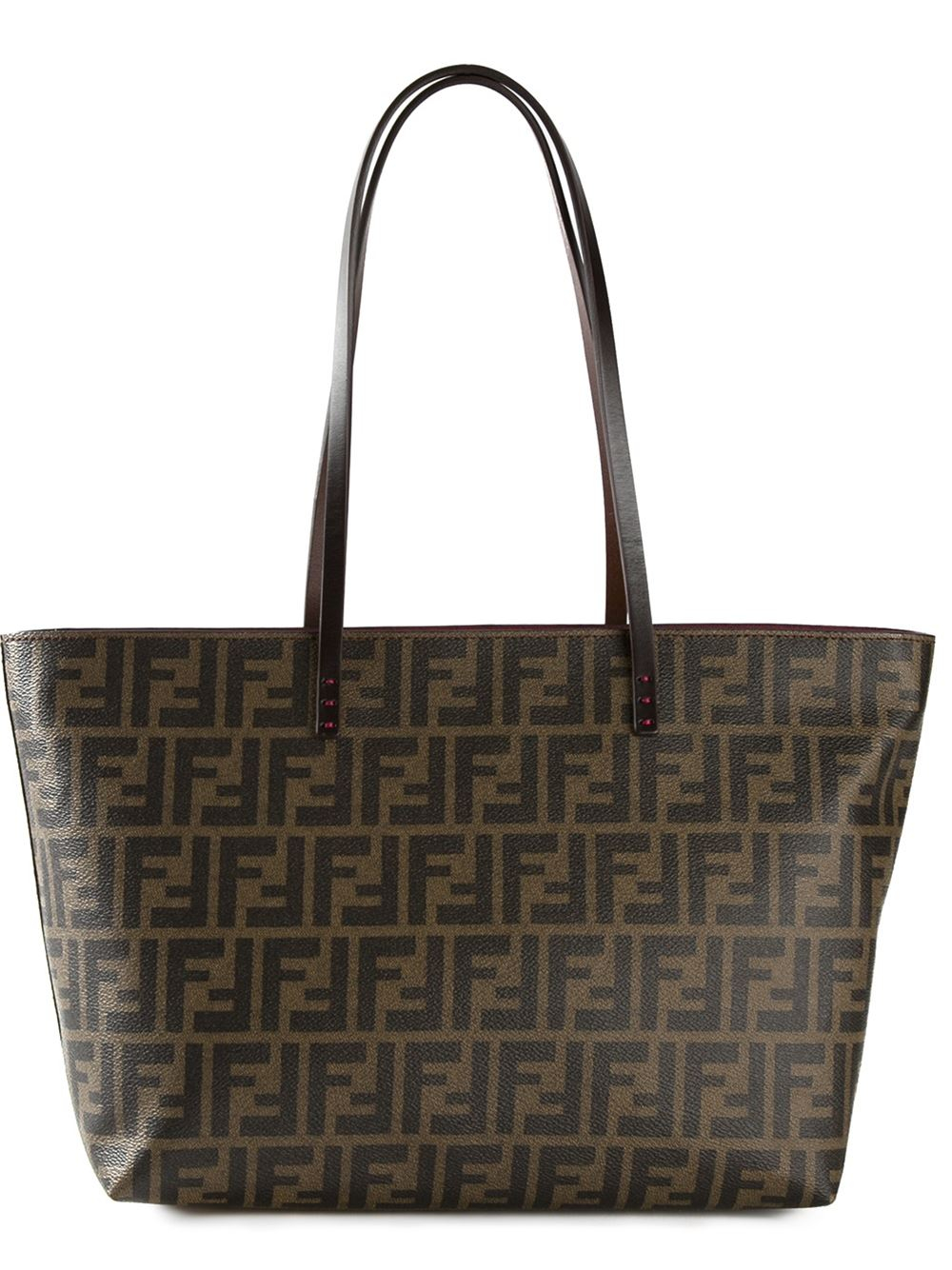 Lyst Fendi Ff Logo Roll Tote Bag In Brown Gallery