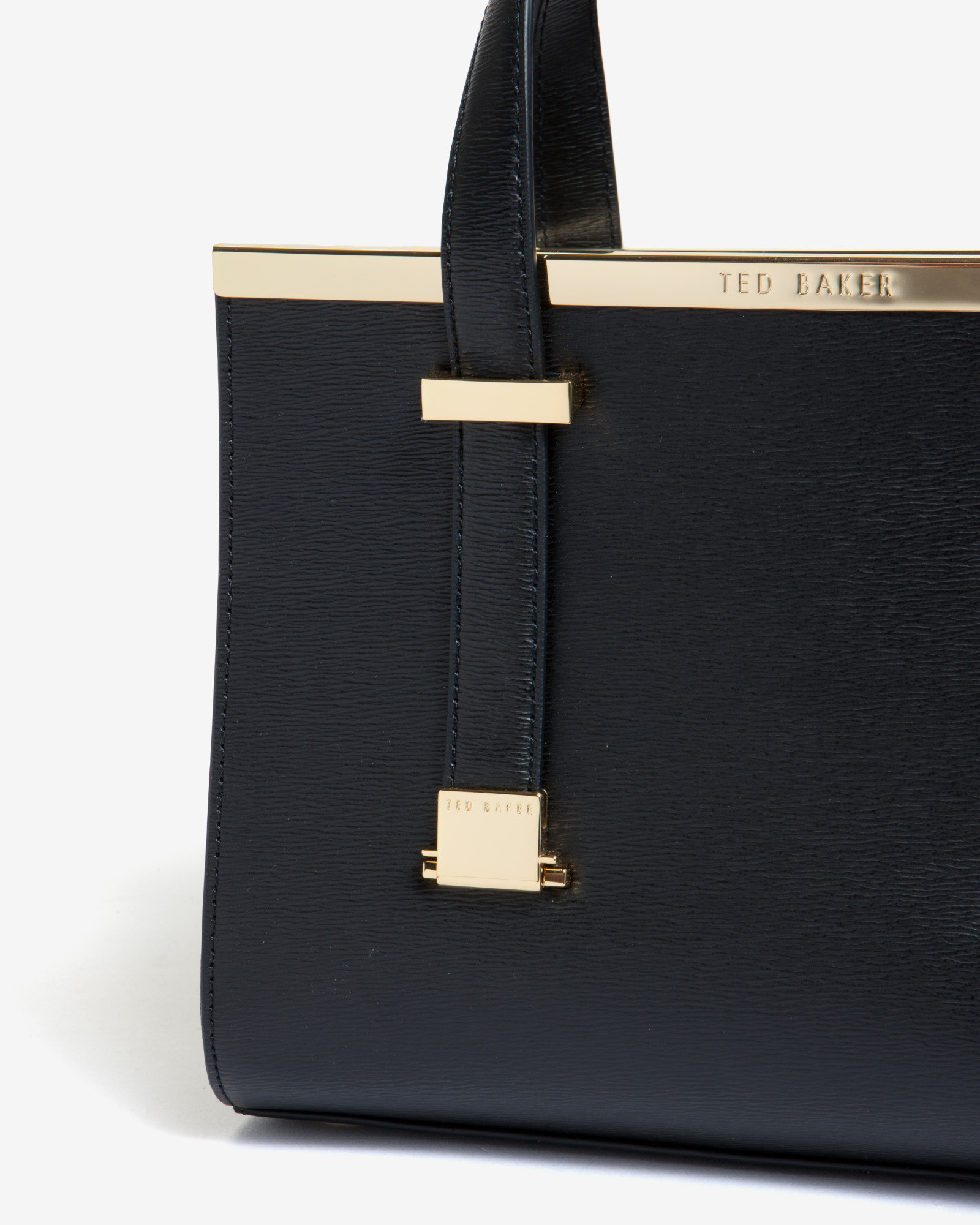 Ted baker Small Crosshatch Leather Tote Bag in Black | Lyst