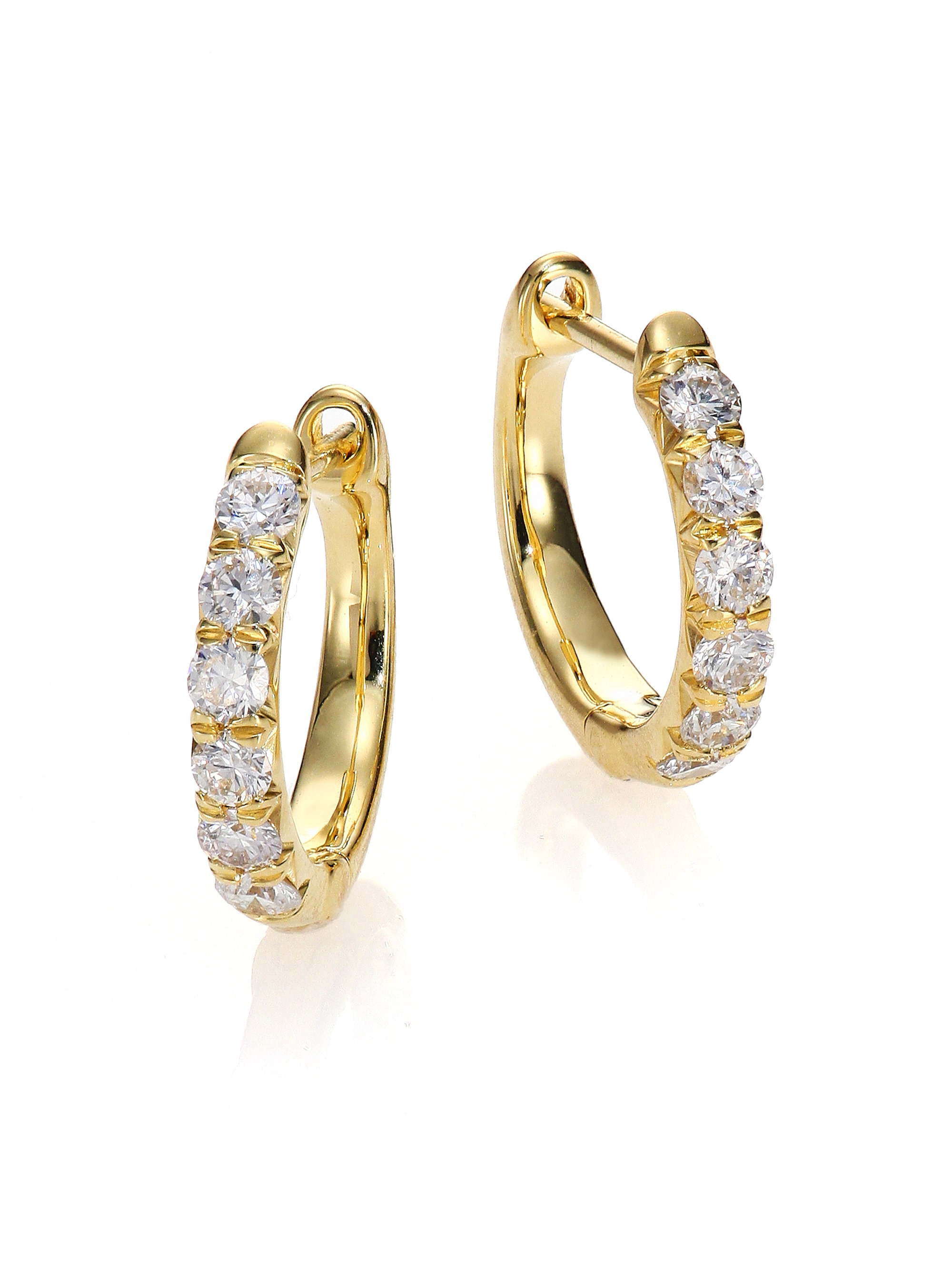 Jude frances Jude Diamond & 18k Yellow Gold Huggie Hoop Earrings/0.5 in ...