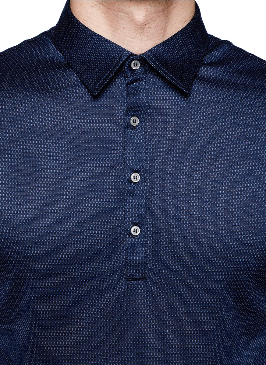 Download Canali Check Cotton Polo Shirt in Blue for Men | Lyst