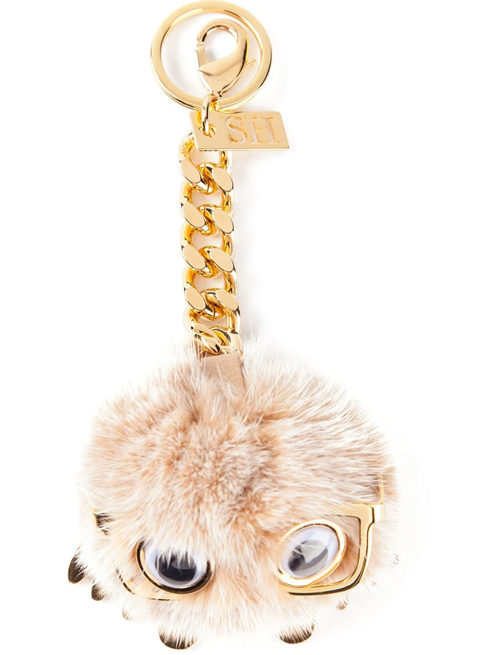 keychain pom large pom fur Mink Natural  Large Lyst  hulme Sophie in Keyring Pompom