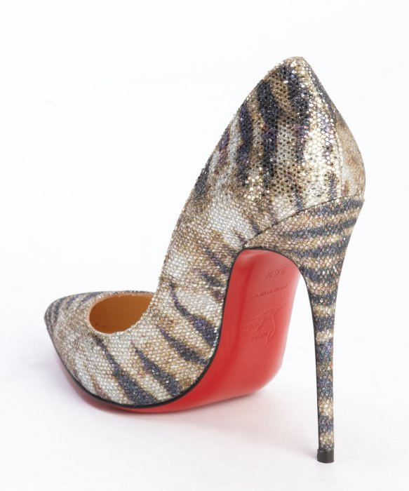 Christian louboutin Gold And Grey Tiger Sequin \u0026#39;Pigalle Folie 120 ...
