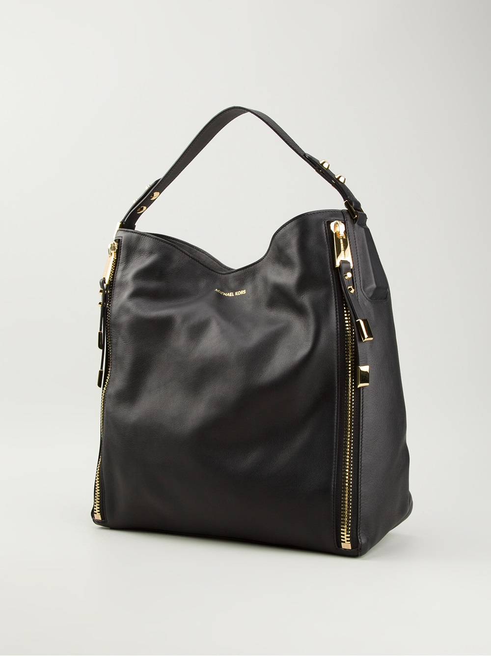 Lyst - Michael Kors Large Miranda Zipper Shoulder Bag in Black