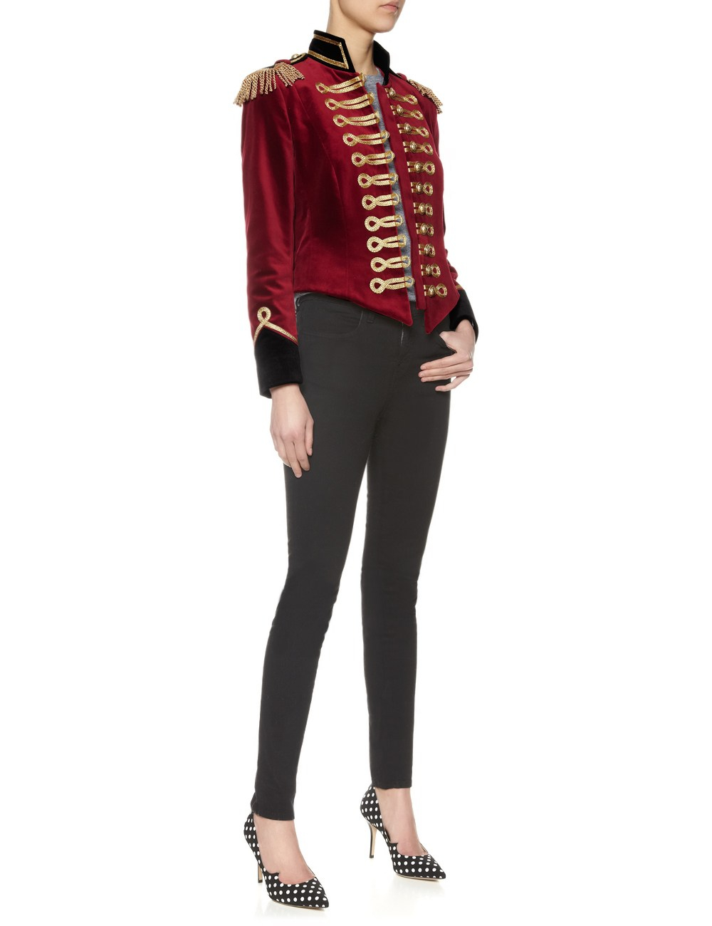 Pinky laing Red Velvet Military Jacket in Red | Lyst