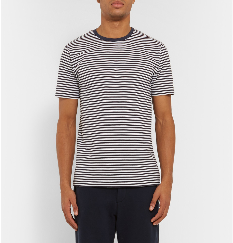 Sunspel Striped Cotton-Jersey T-Shirt in Blue for Men | Lyst