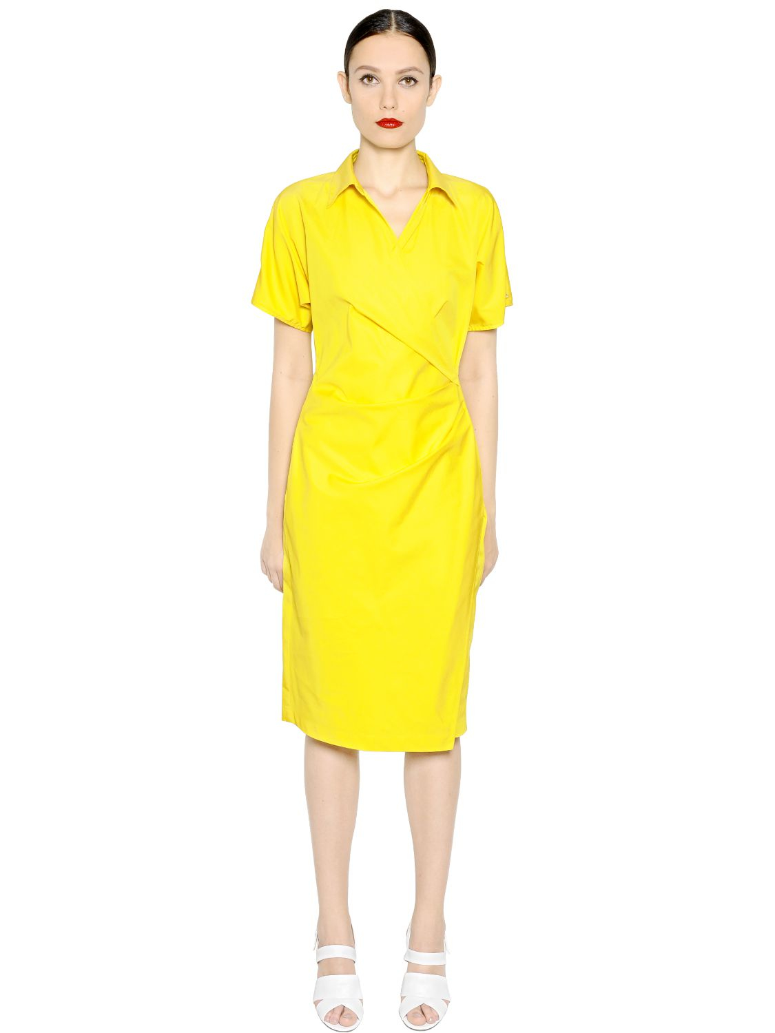 Lyst - Max Mara Fred Cotton Dress in Yellow