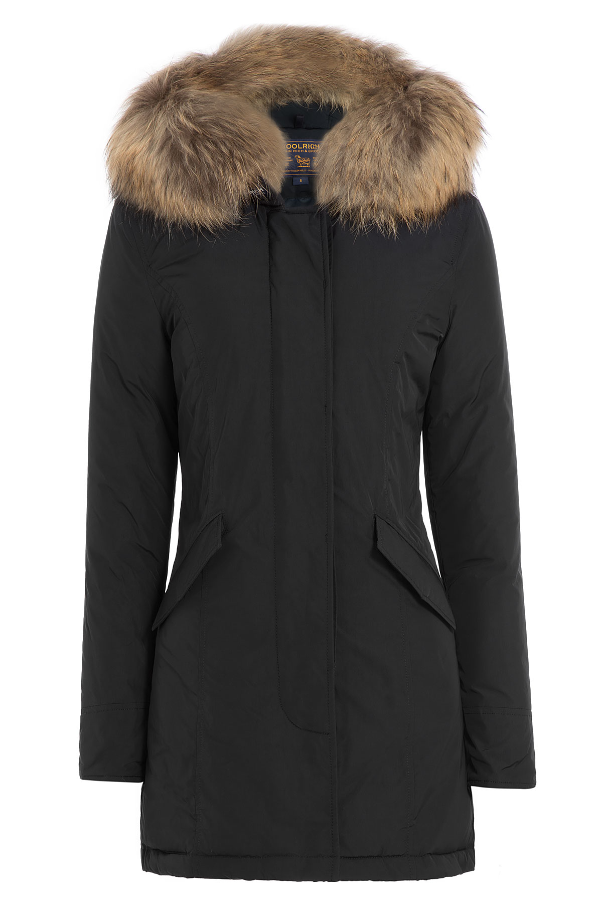 Lyst - Woolrich Down Jacket With Fur-trimmed Collar in Black