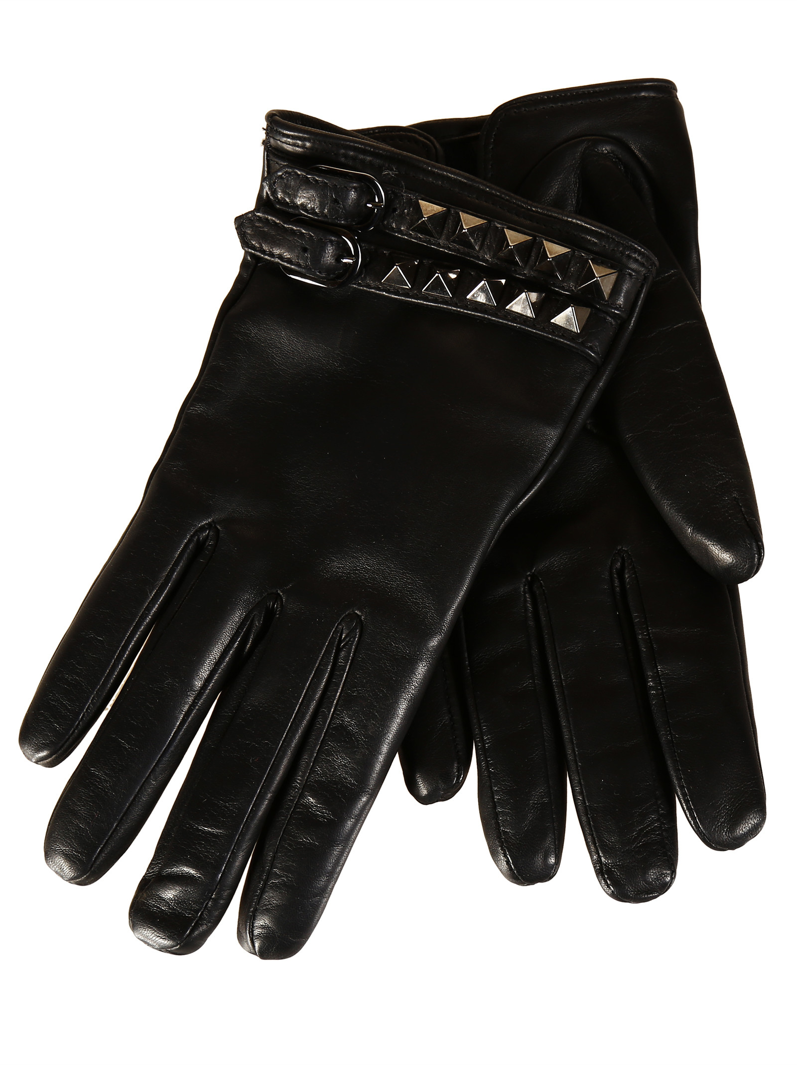 Valentino Rockstud Leather Short Gloves in Black | Lyst