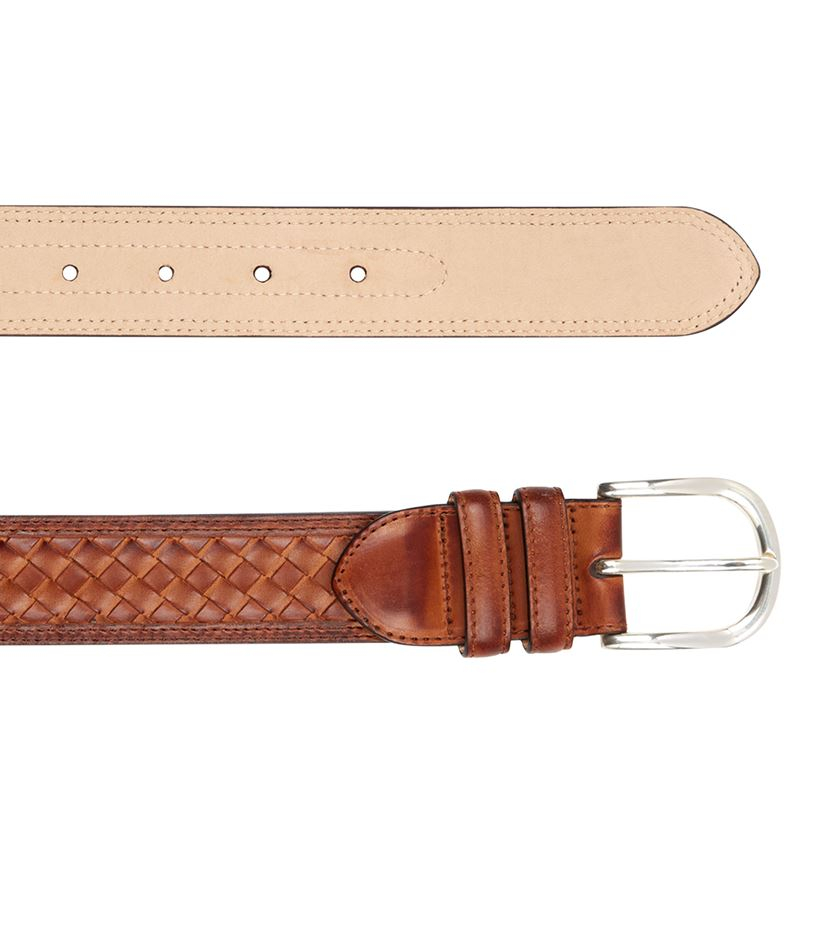 Harrods Border Weave Leather Belt in Brown for Men Lyst
