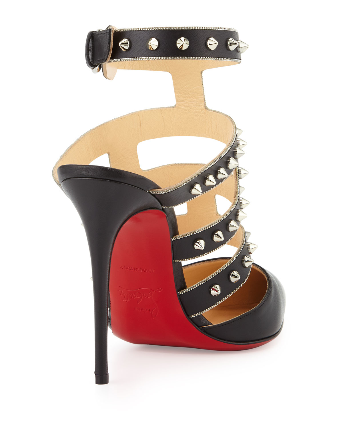 black christian louboutins - Christian louboutin Tchikaboum Studded Red Sole Pump in Silver ...