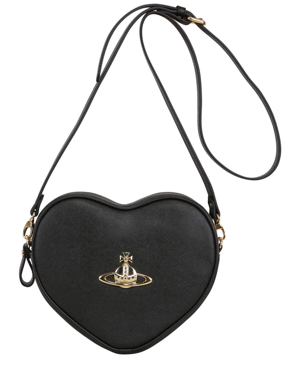Lyst - Vivienne Westwood Divina Heart Saffiano Faux Leather Bag in Black