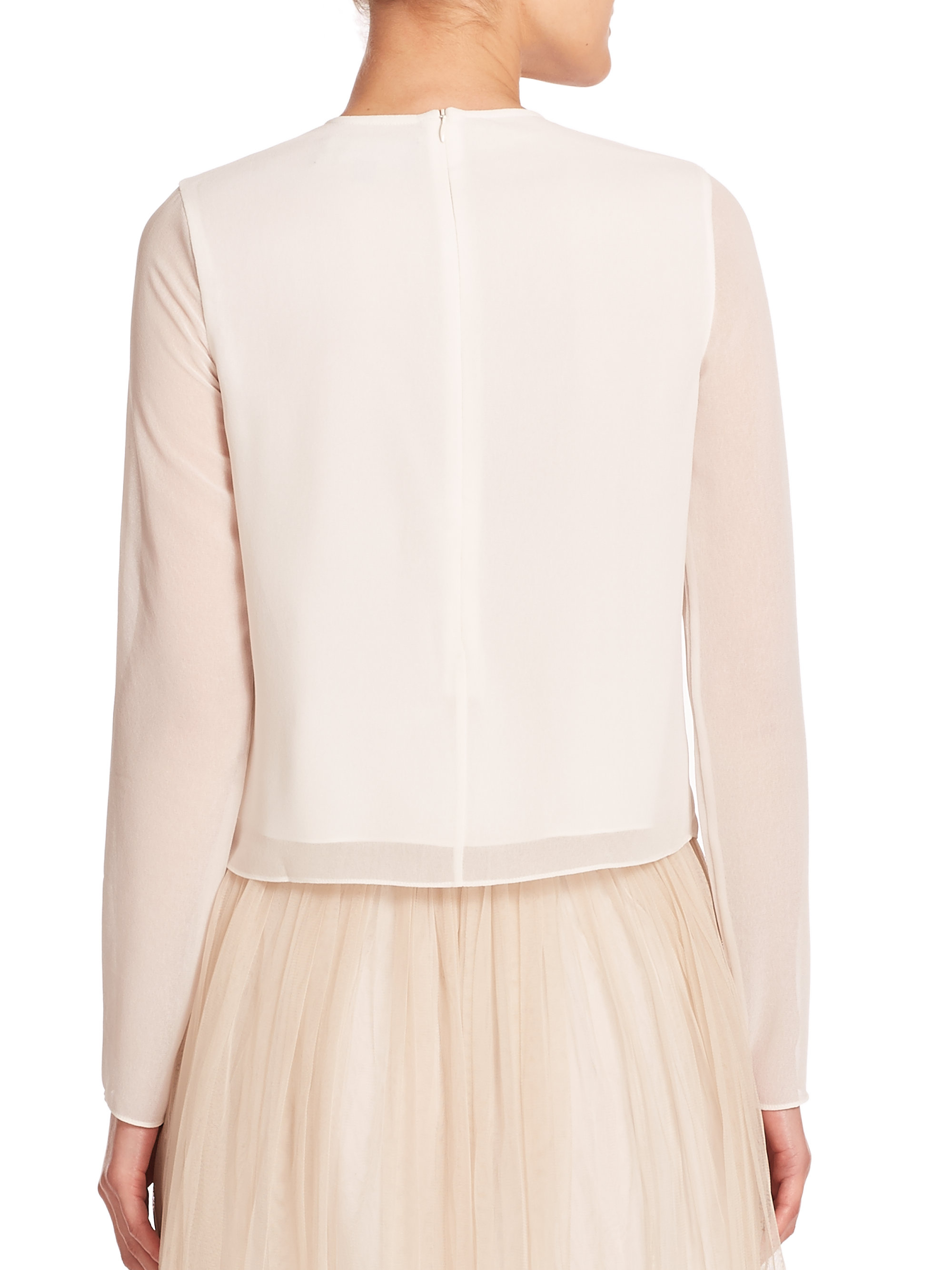 Lyst Needle & thread Sequined Floral Longsleeve Top in White