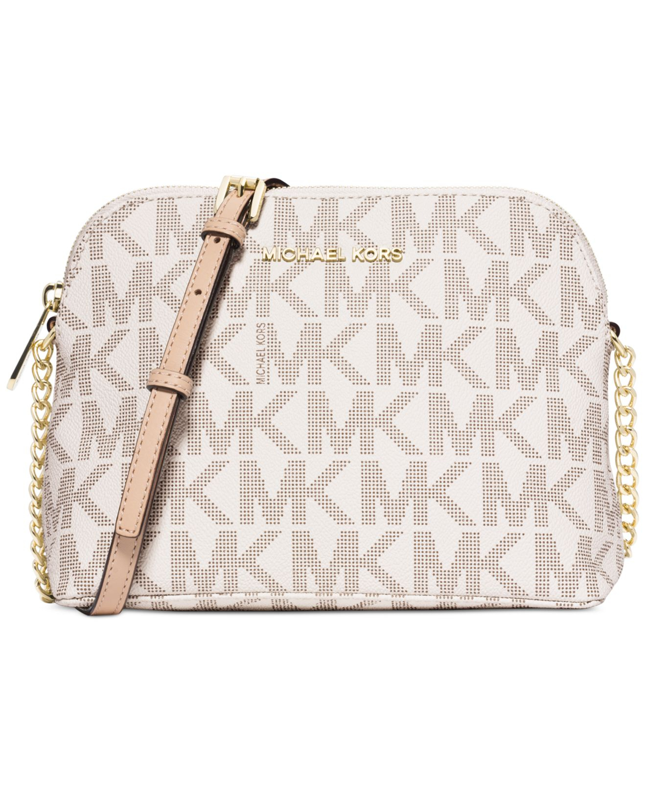 Lyst Michael Kors Michael Cindy Large Dome Crossbody in Natural