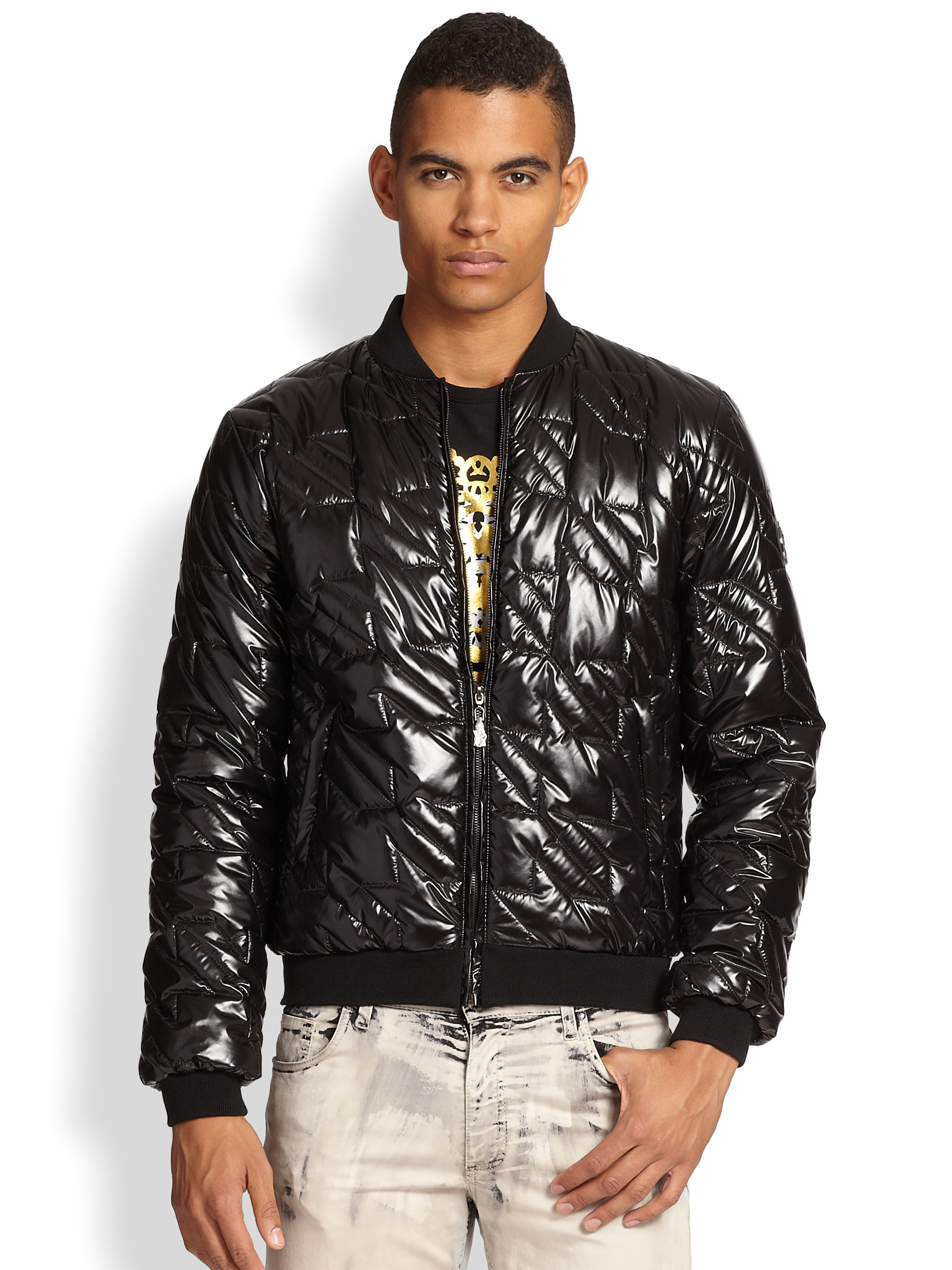 Lyst - Versace Jeans Quilted Puffer Jacket in Black for Men