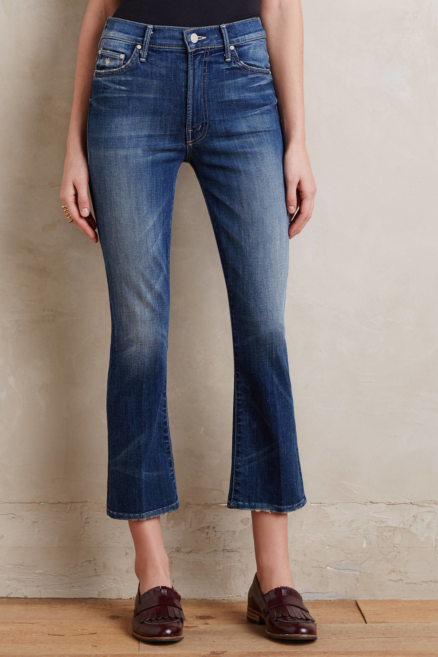 Lyst - Mother Insider Cropped Flare Jeans in Blue